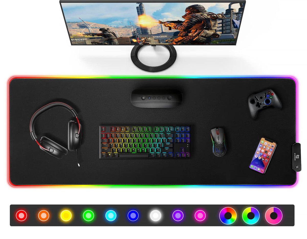 Gimars Large RGB Gaming Mouse Pad, Desk Pad with 12 LED Lighting Modes, Premium Micro-Weave Cloth