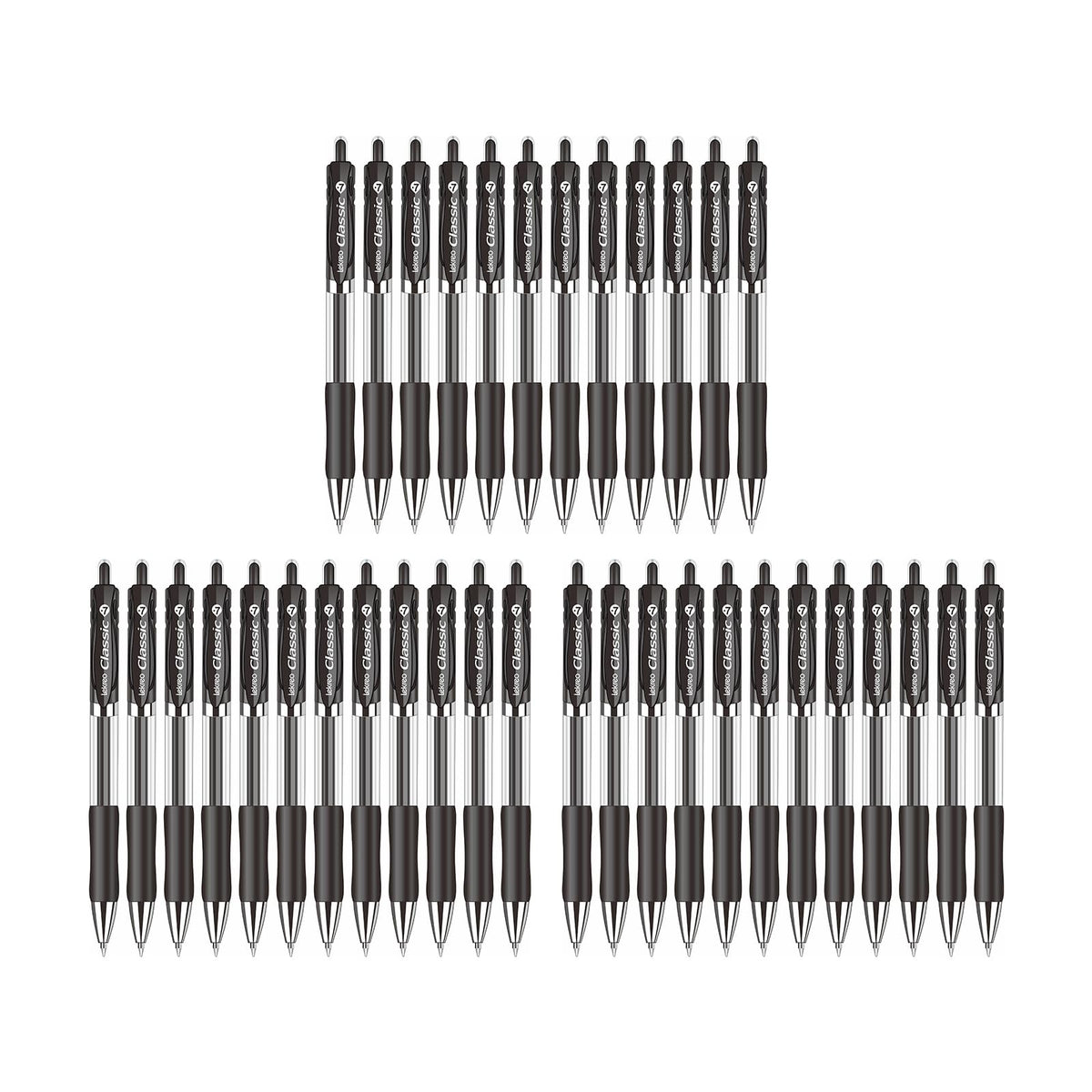 Lekreo Classic Retractable Gel Roller Pens, 0.7mm Fine Point Black Ink (Black - 36 Packs)