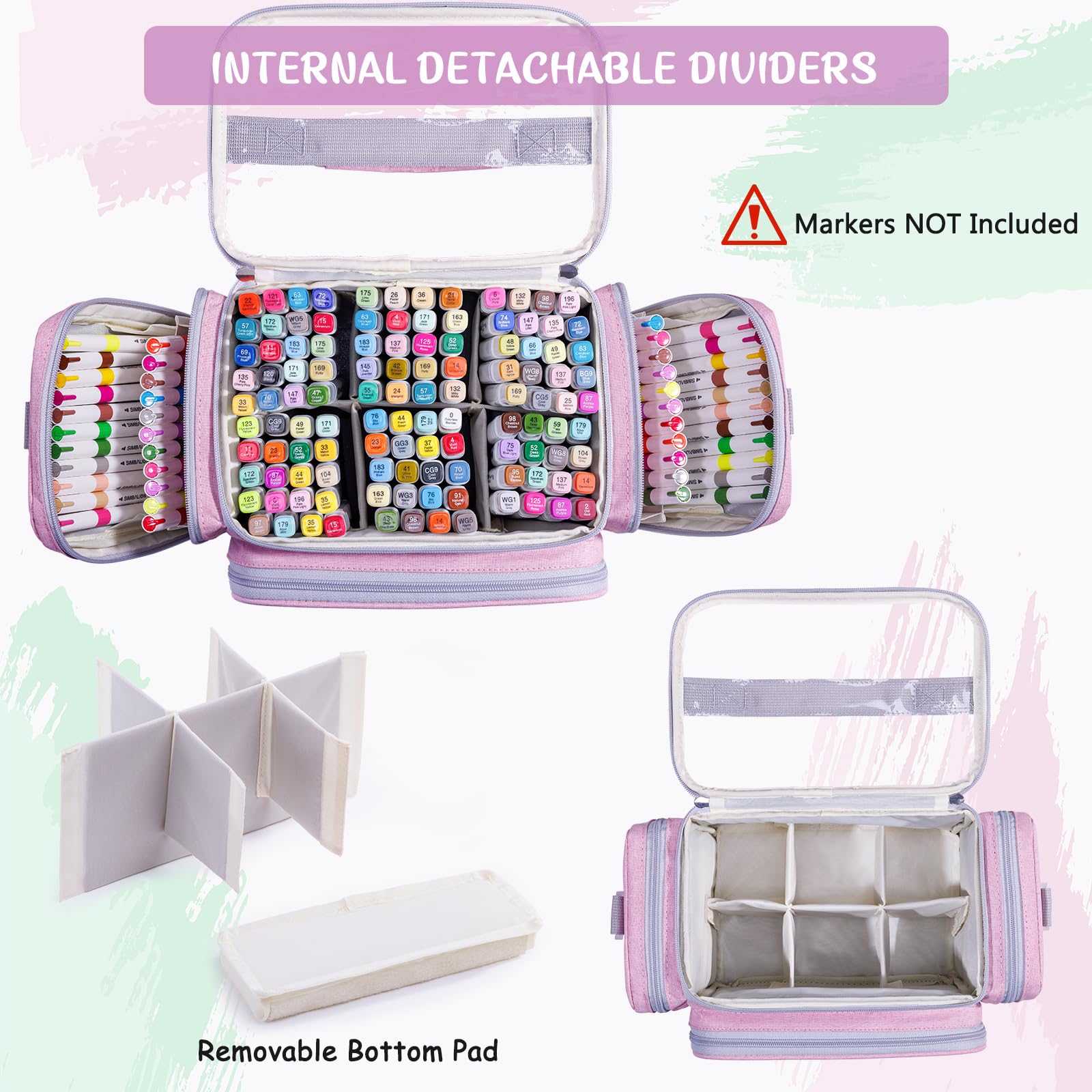 APOFFICE Marker Storage Organizer Case for 180–300 Markers with Dividers