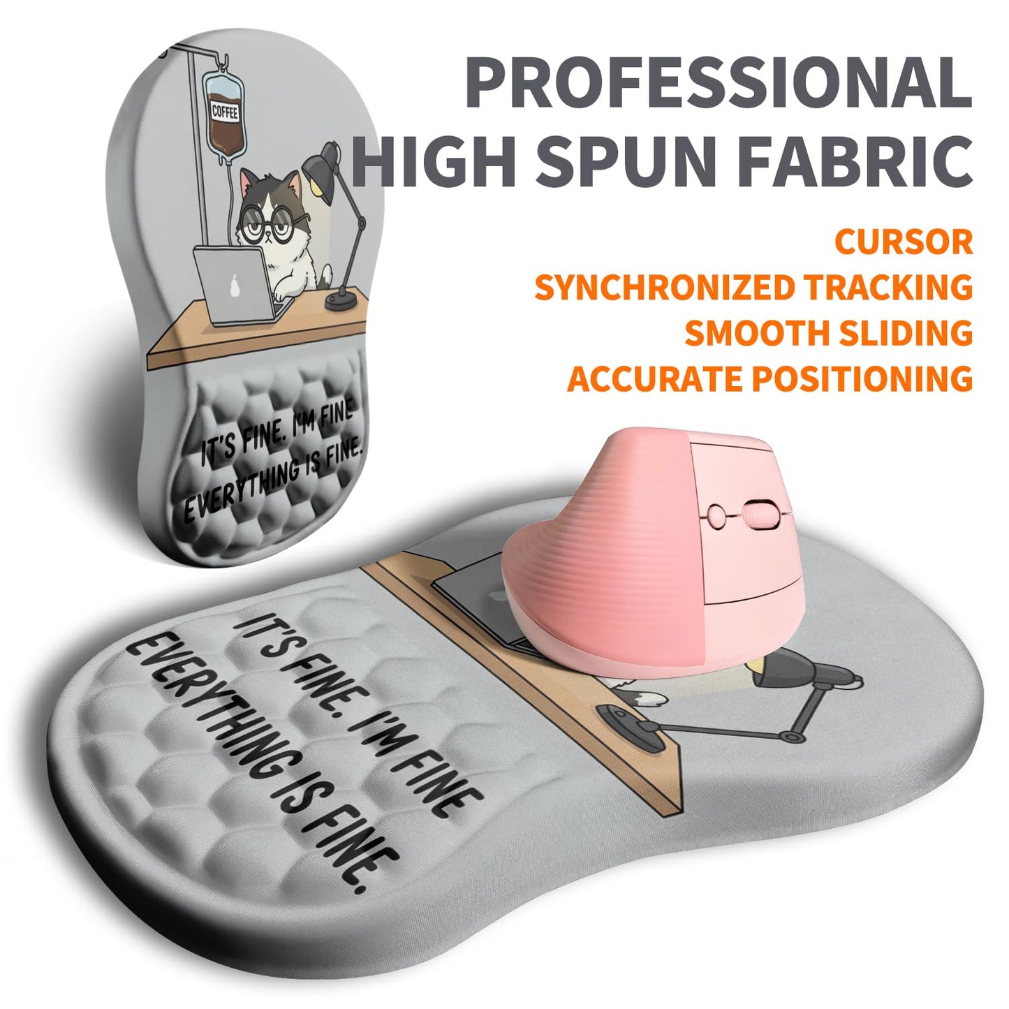 Armanza Ergonomic Joint Wrist Support Mouse Pad with Memory Foam Cushion Massage Bump, Carpal