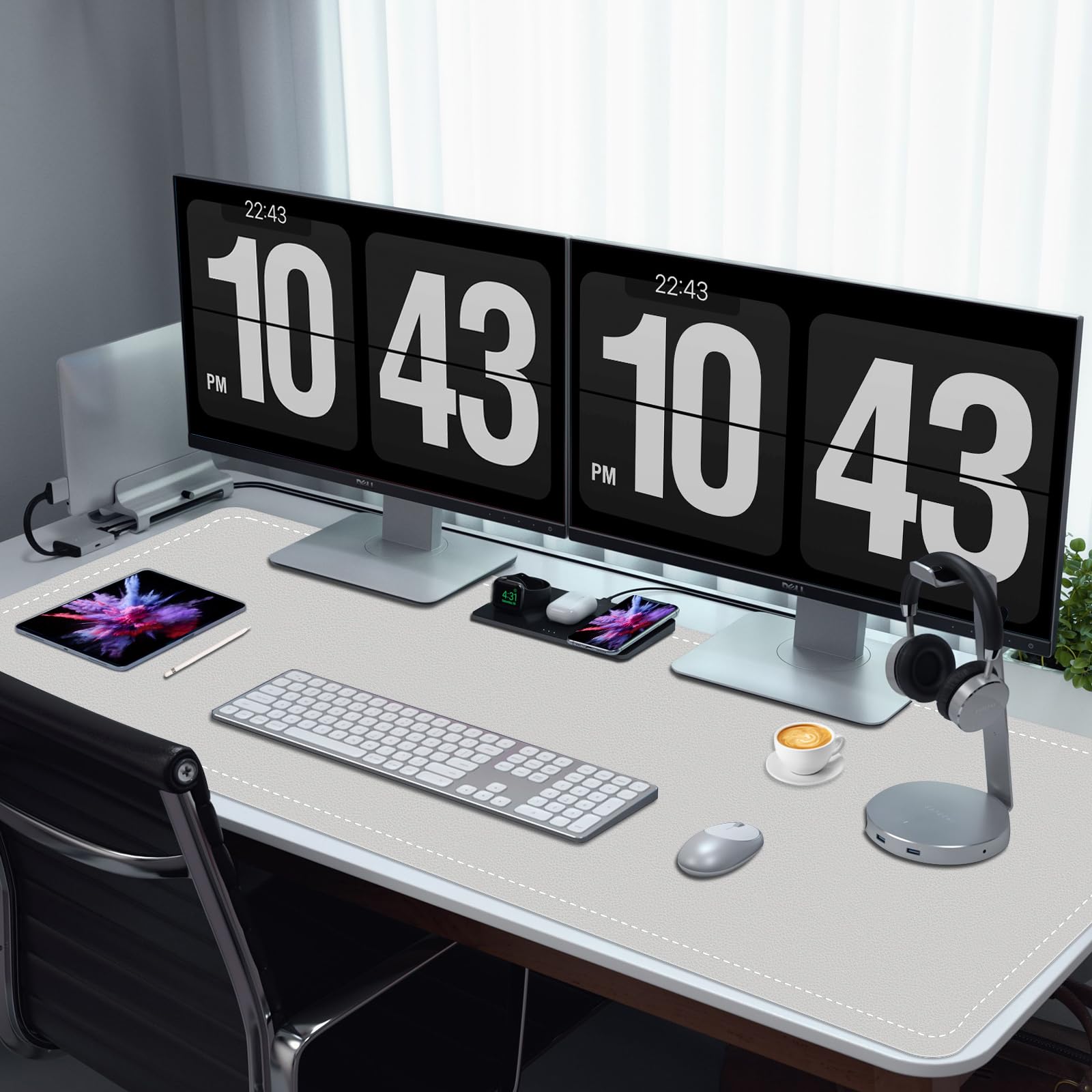 Large Desk Pad, 47.2" x 17" PU Leather Desk Mat for Desktop, Non-Slip Office Desk Mat for Desk