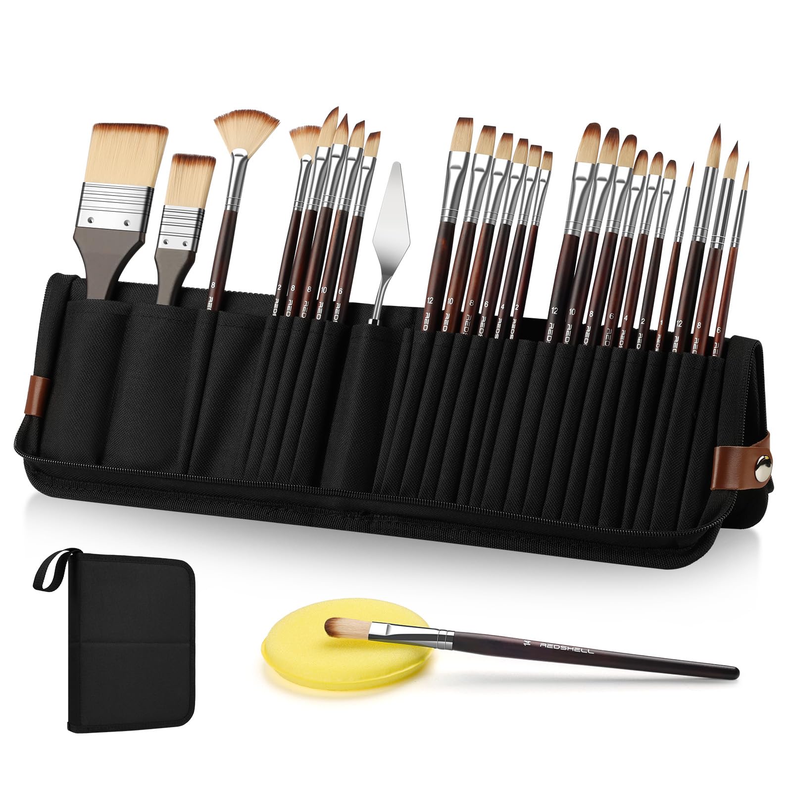 REDSHELL 26pcs Paint Brush Set, Acrylic Oil Painting Brushes for Artists