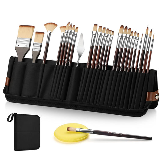 REDSHELL 26pcs Paint Brush Set, Acrylic Oil Painting Brushes for Artists