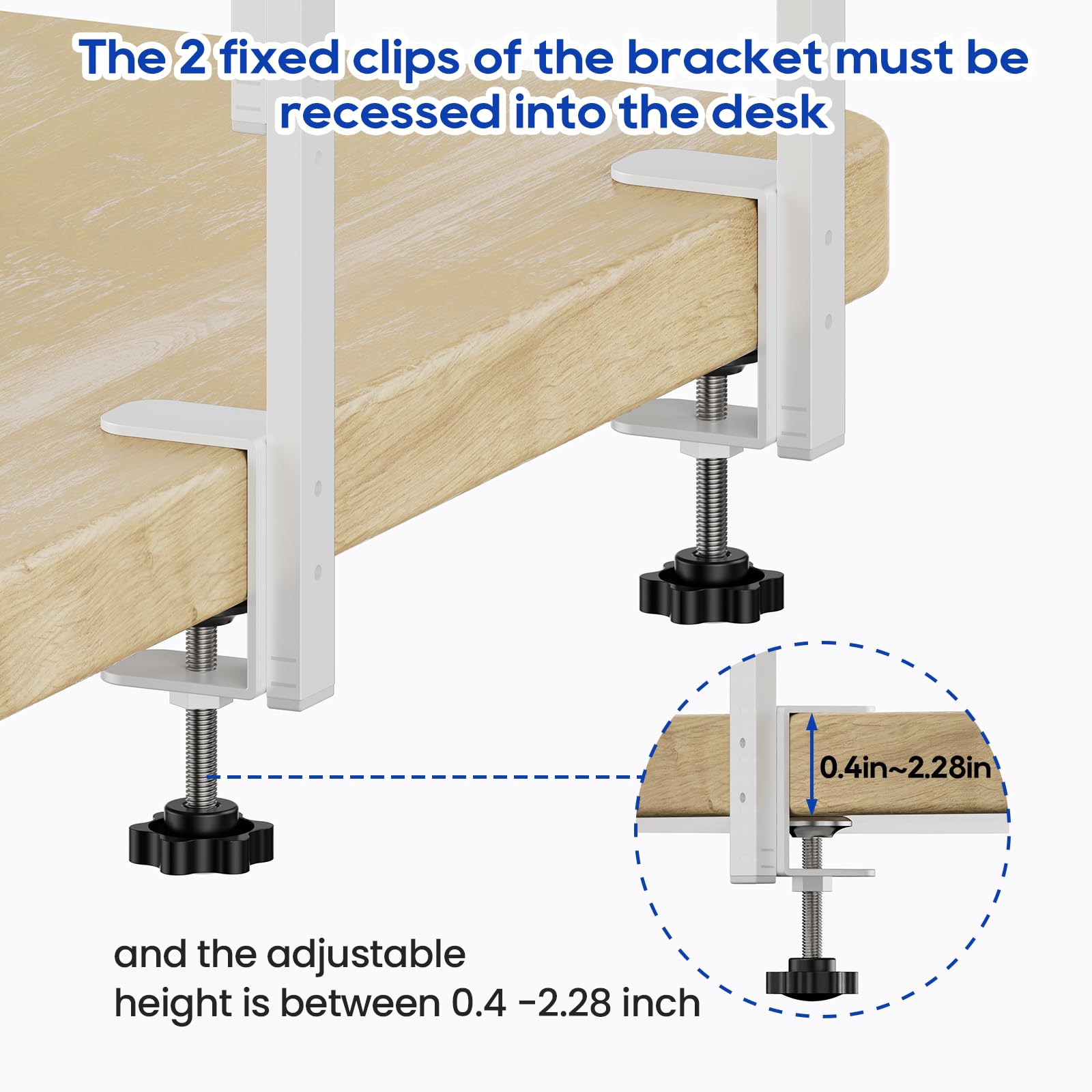 ART-GIFTREE Clamp On Desk Shelf 2-Tier, 12.6 inch Wood Shelving Unit for Office Desk/Gaming