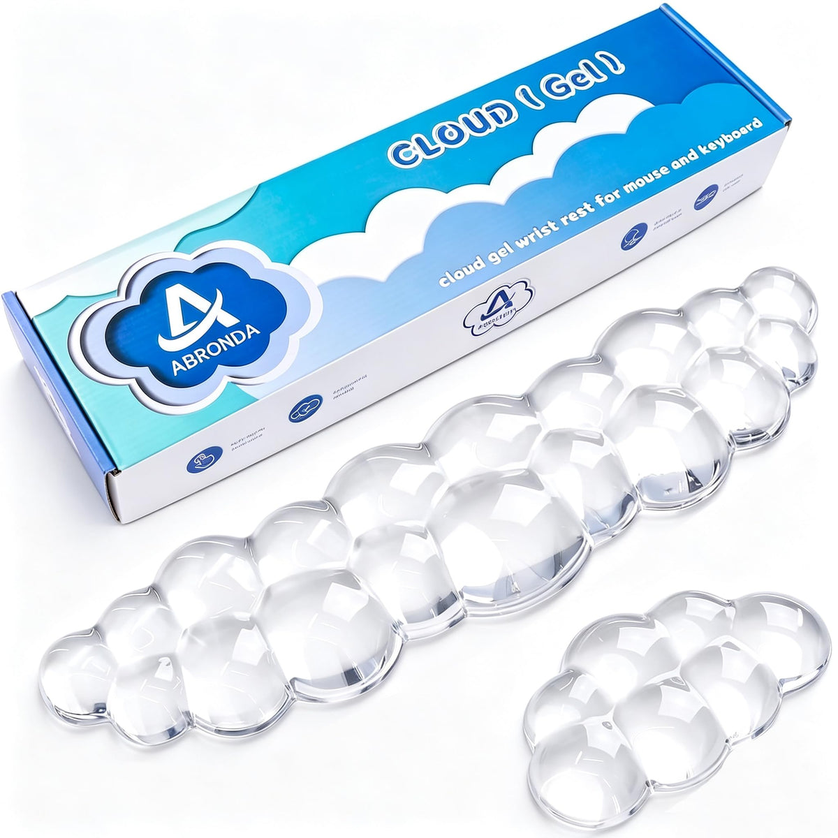 ABRONDA Gel Cloud Keyboard & Mouse Wrist Rest Set - Cloud Keyboard Wrist Rest Pad & Mouse Support