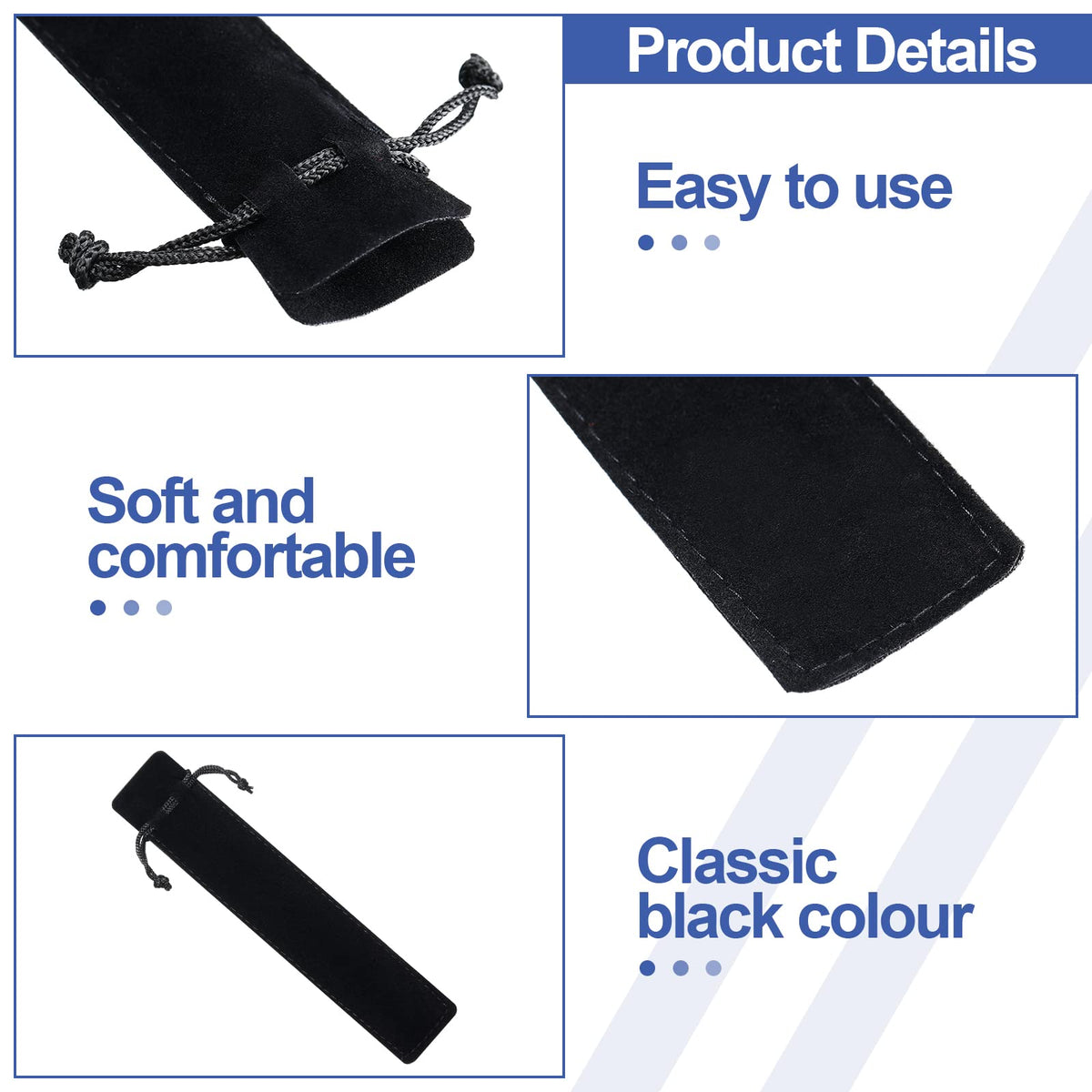 Yexiya 200 Pieces Velvet Pen Pouch with Drawstring Black Pencil Sleeve