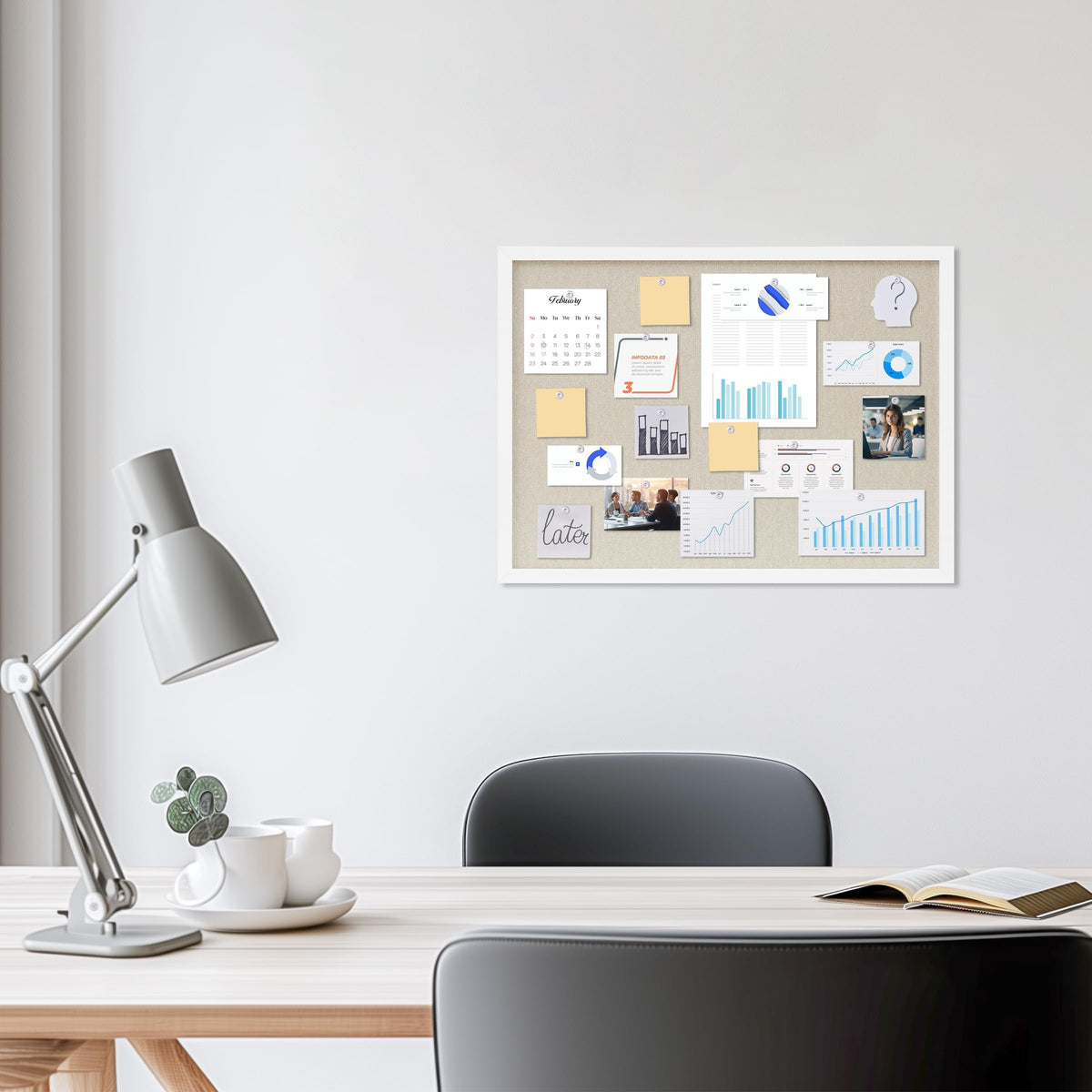 DAHAPYBOO Cork Board with Linen White 2Pack,Bulletin Board 23"x17"