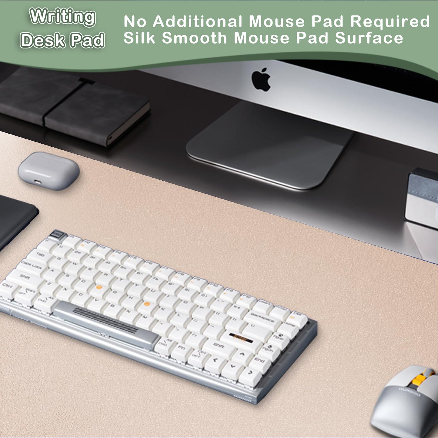 Boutilon Leather Desk Pad Protector,Non-Slip Mouse Pad,Laptop Desk Pad,Office Mouse Mat,Waterproof