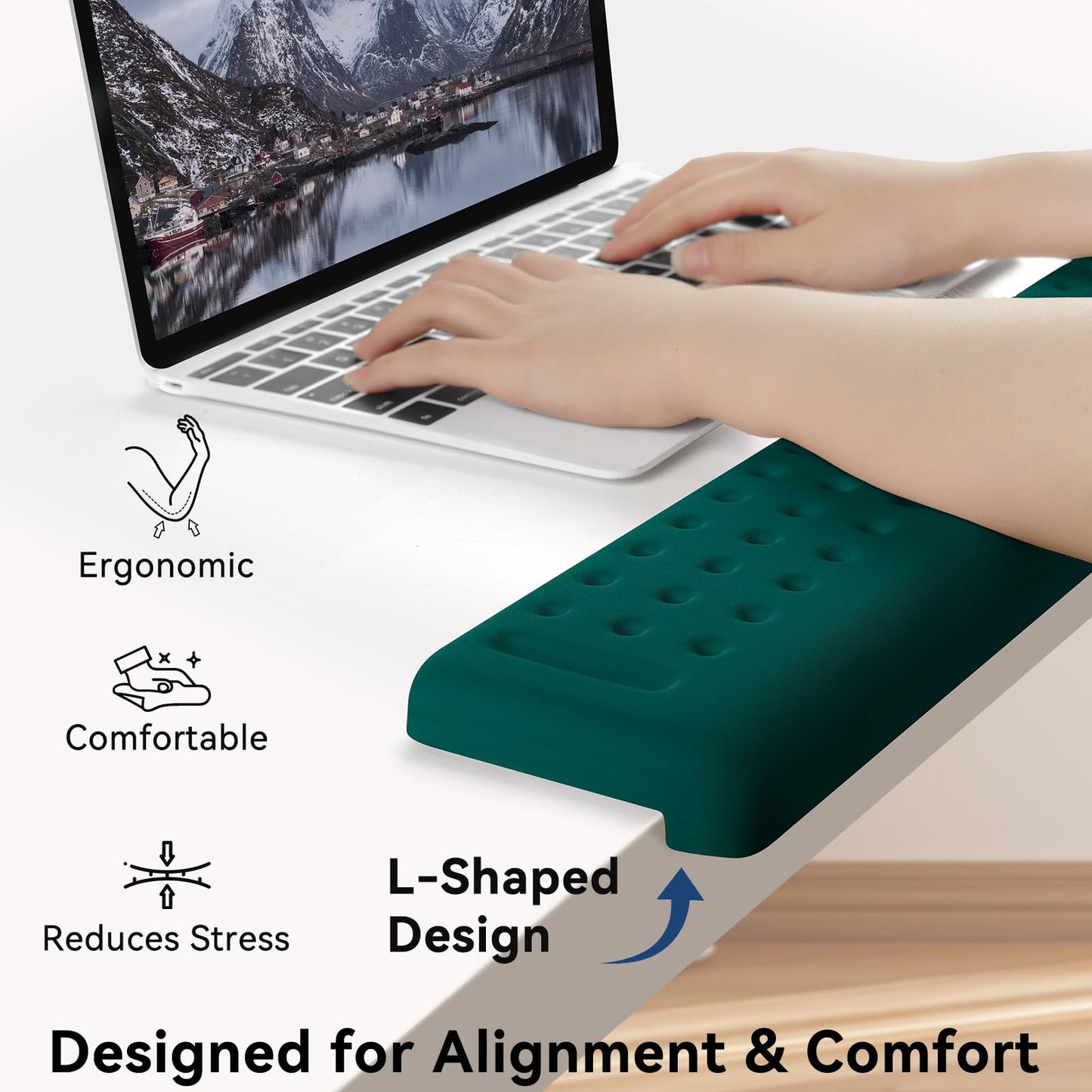 Sushret L-Shaped Desk Elbow Pad for Desk, 2-Pack Elbow Rest, Dark Green