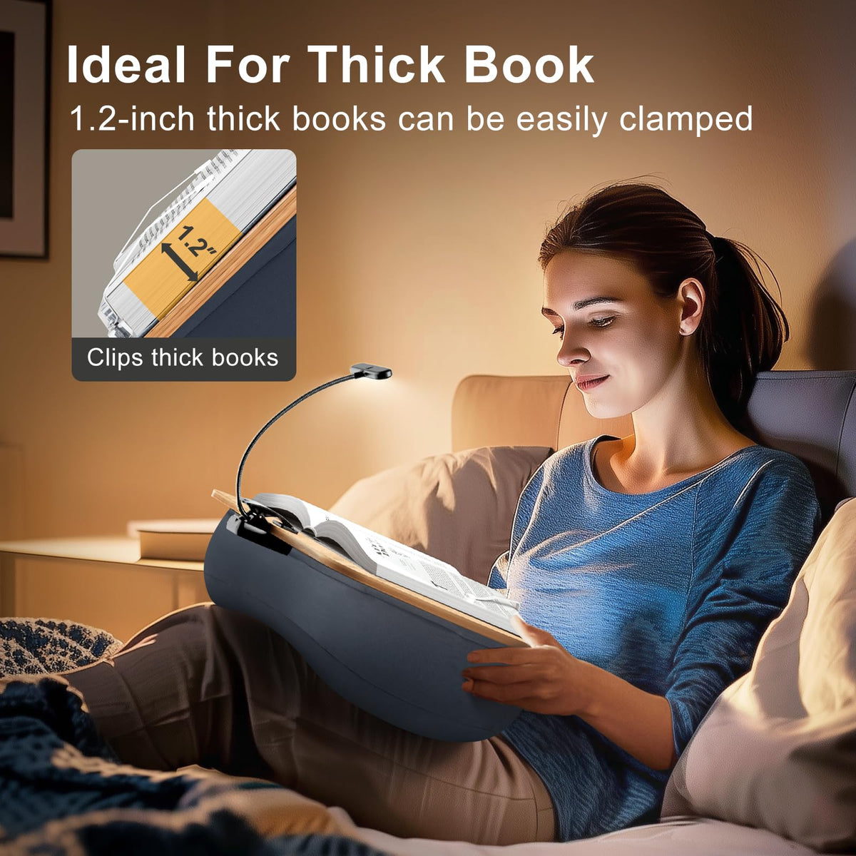 HUMANCOZY Reading Book Pillow Stand with 3-Color Adjustable Light
