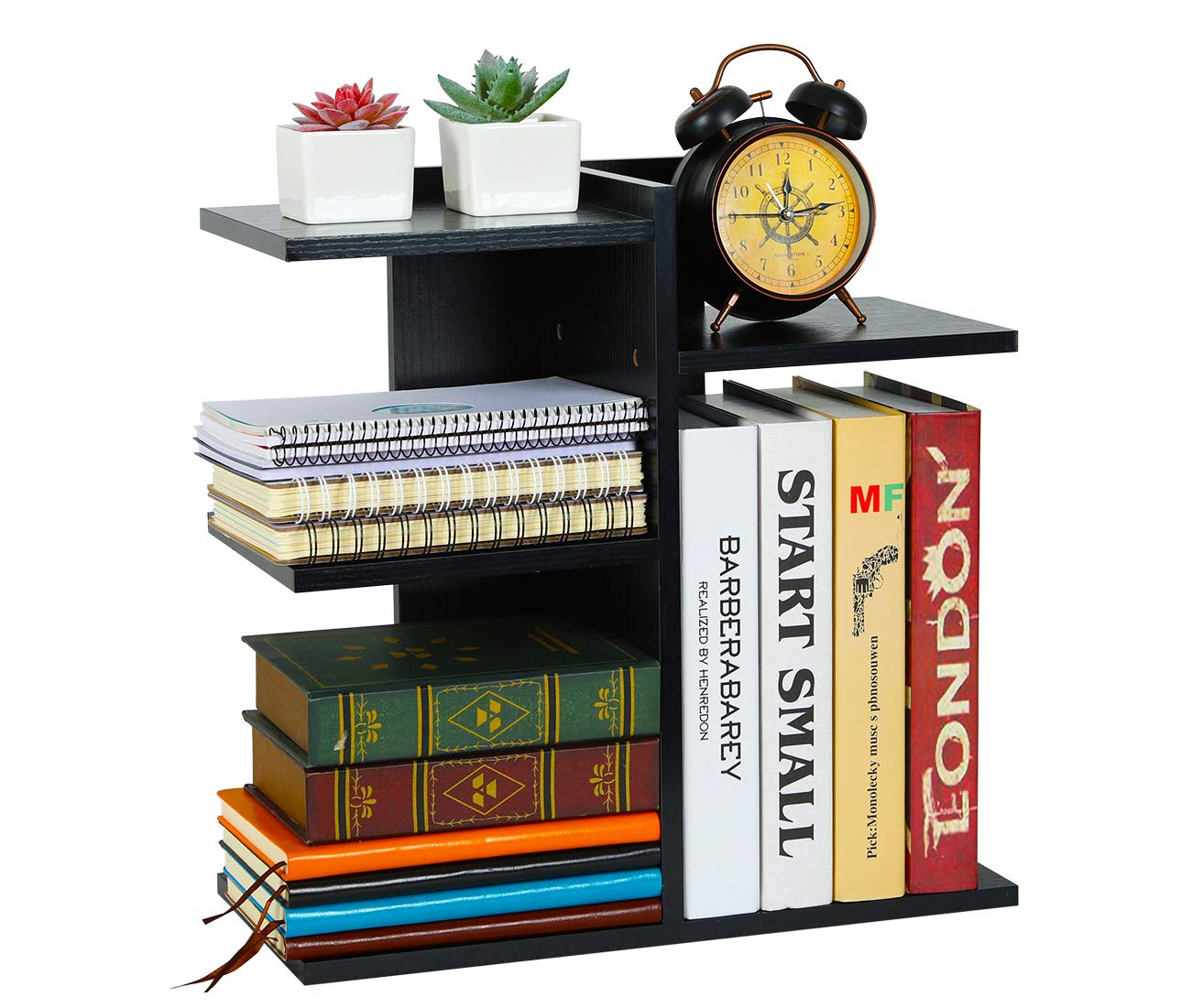PAG-Mass Desktop Bookshelf Freestanding Wooden Countertop Bookcase Accessories Organizer Display