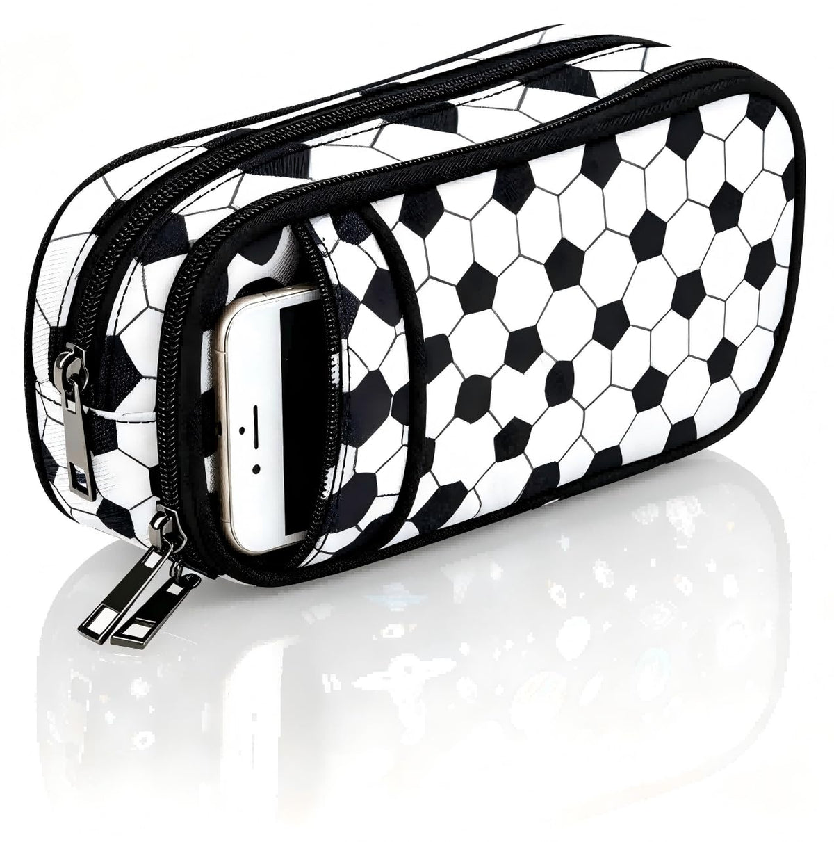 ANANGTEE Soccer Pencil Pouch Case for Boys Girls 3 Compartments Goth 10