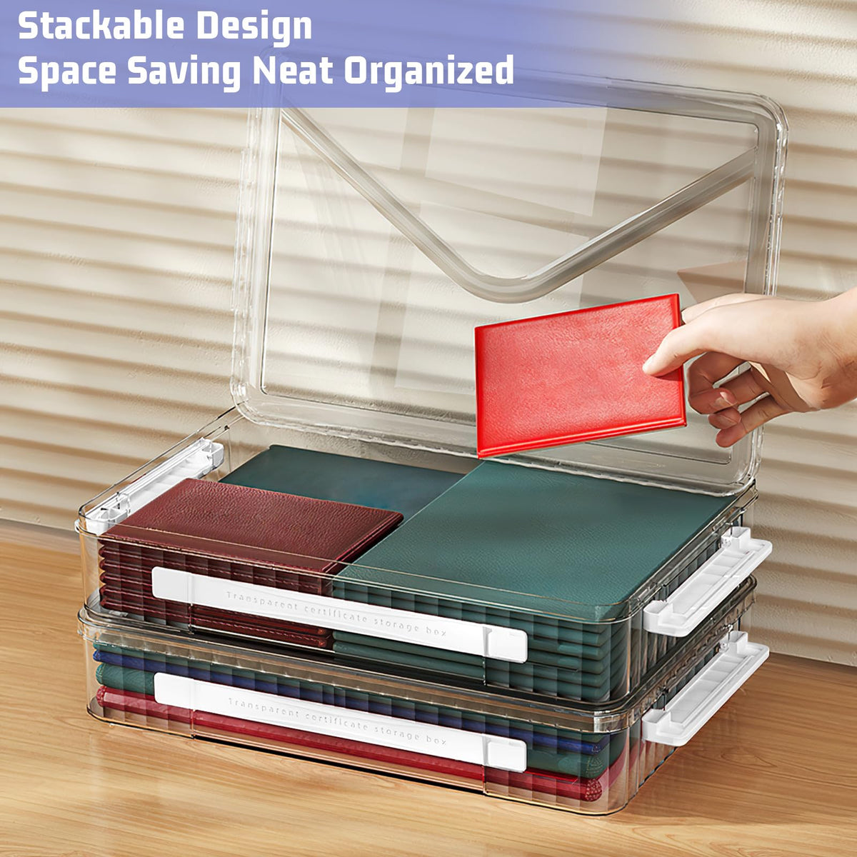 Marte Vanci Plastic Storage Bin with Lid Portable Project Case with Handle Clear Storage Box File