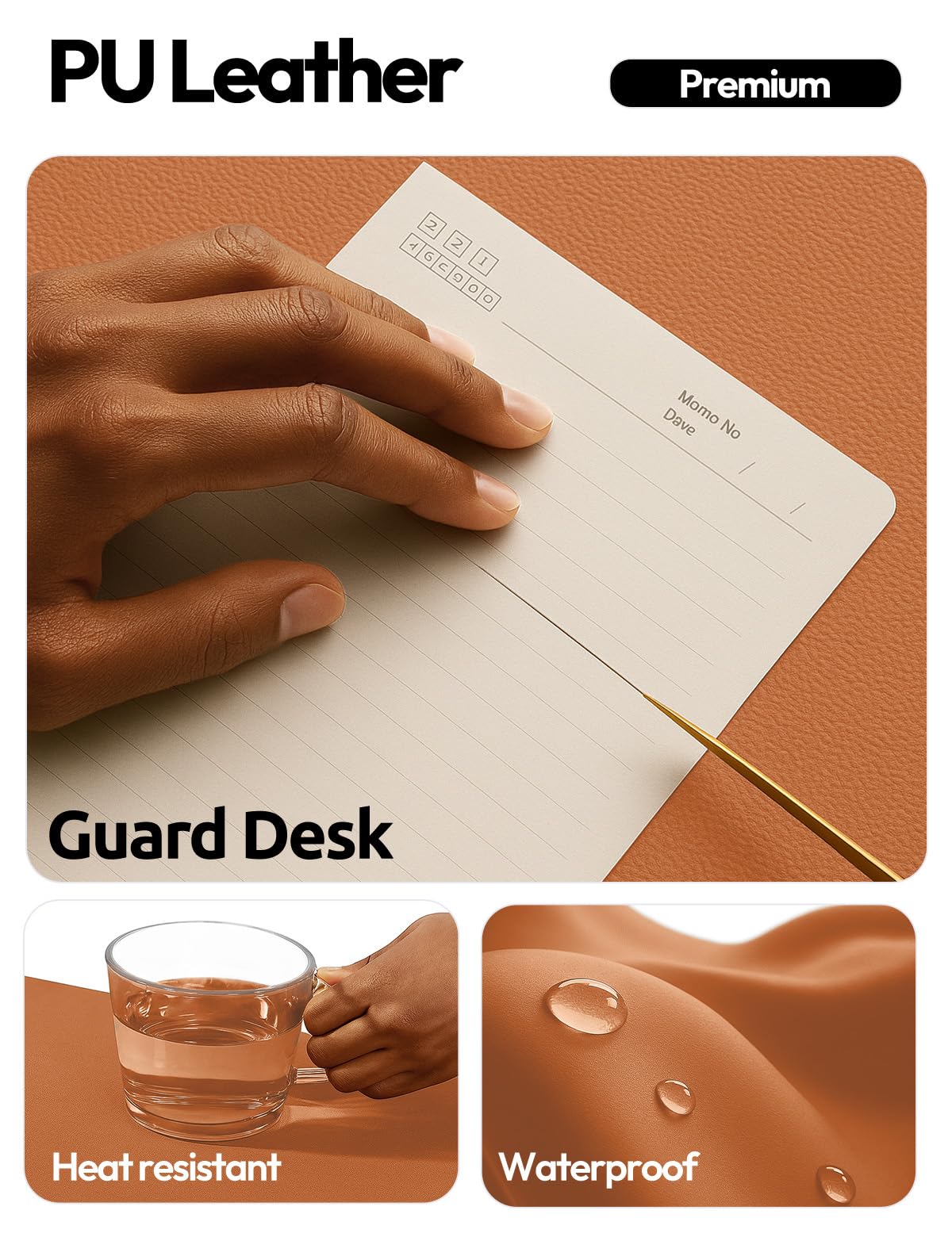 YSAGi Leather Desk Protector, Office Mat, Large Mouse Mat, Non-Slip PU Leather Blotter, Laptop Desk
