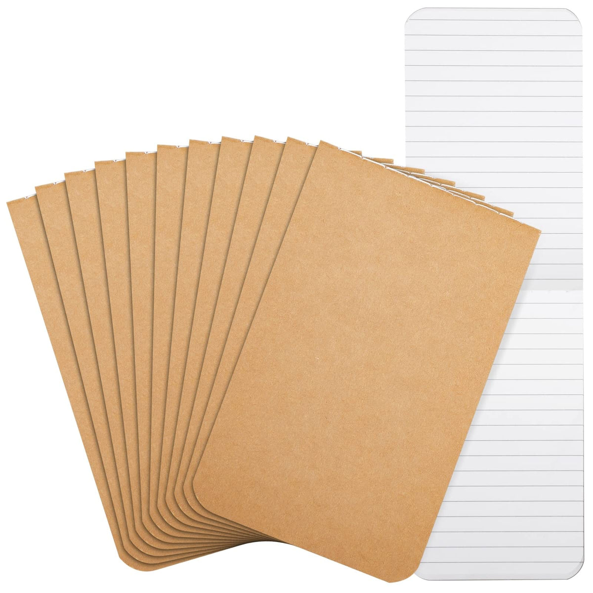 Paper Junkie Pocket Notebook - 12-Pack, 2.7 x 4.5 In, Brown Kraft Cover - Composition Book for