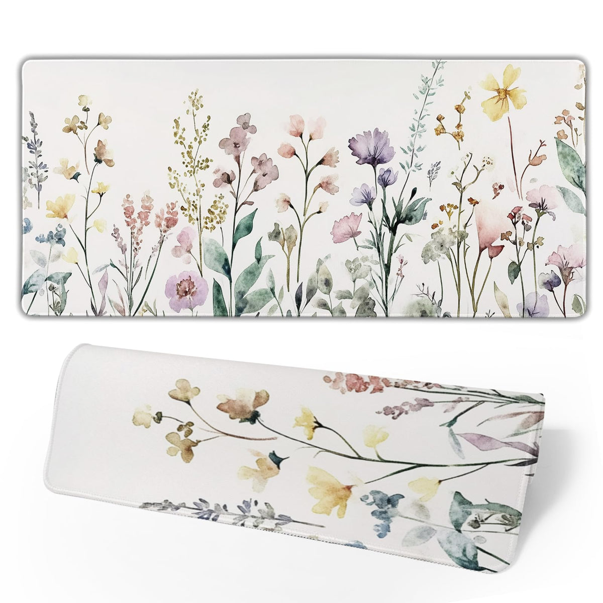 Floral Desk Mat Large Extend Mouse Pad XXL Beige Boho Desk Pad 35.4x15.7 Inch Cute Minimalist