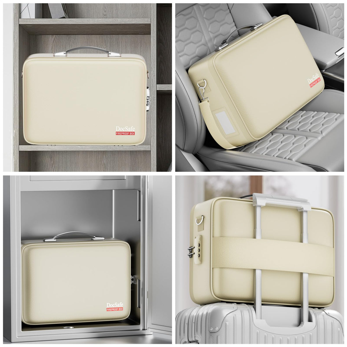 DocSafe Fireproof Document Box Hard Case with Lock ＆ Accordion File Folder