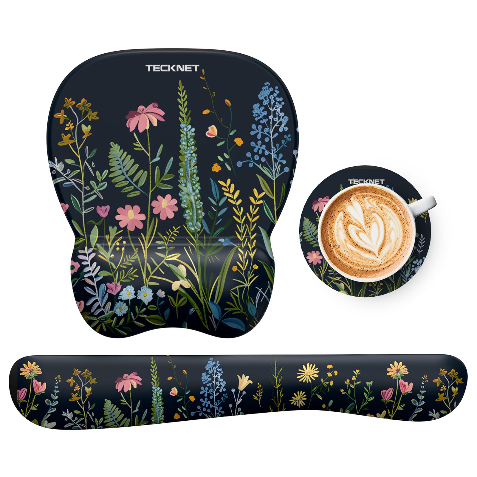 TECKNET Gel Ergonomic Mouse Pad & Keyboard Wrist Rest & Coaster