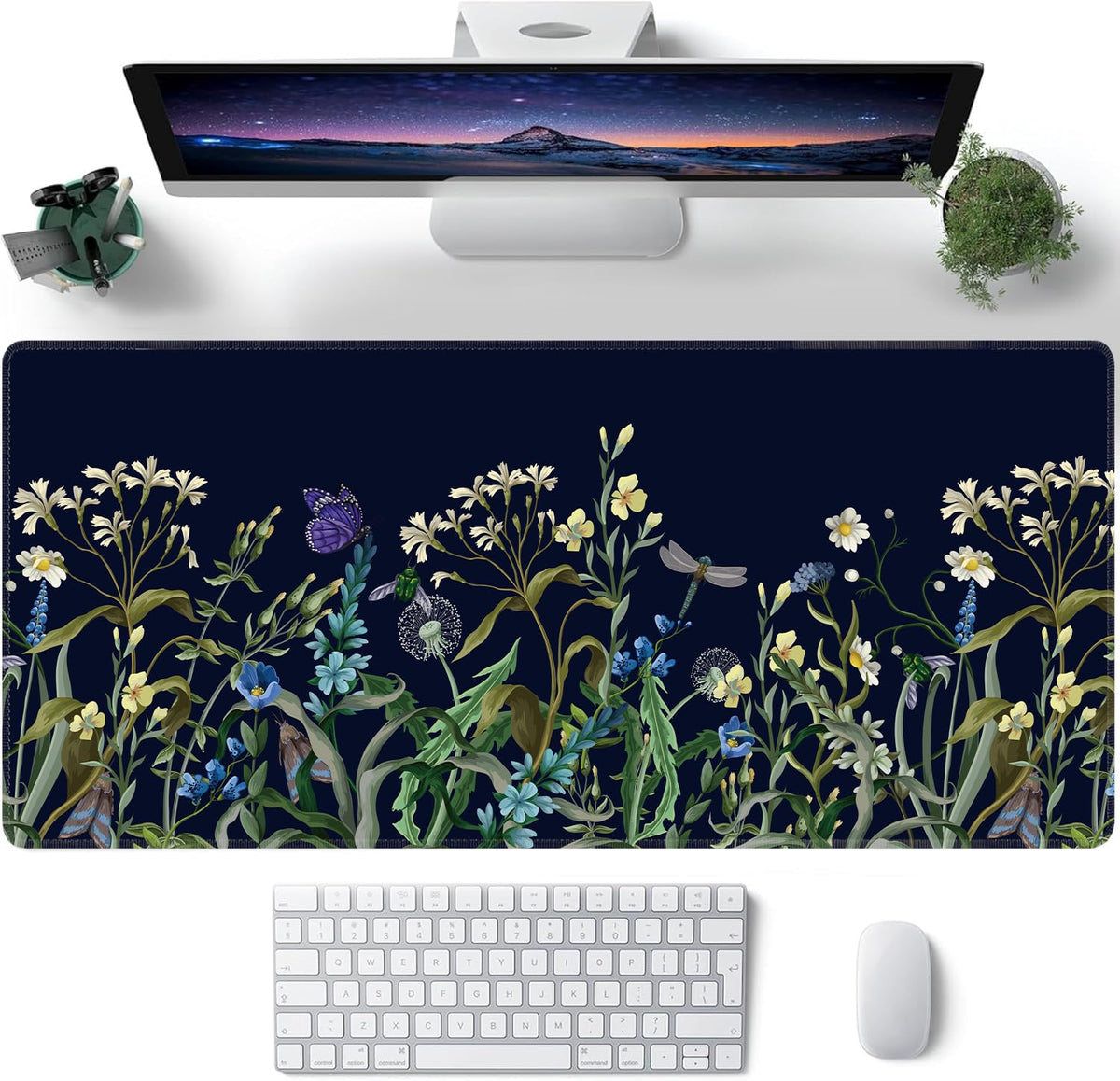 Weeds Flowers Large Mouse Pad,Gaming Keyboard Desk Pad,Extended Mouse Mat Non-Slip Rubber Base with