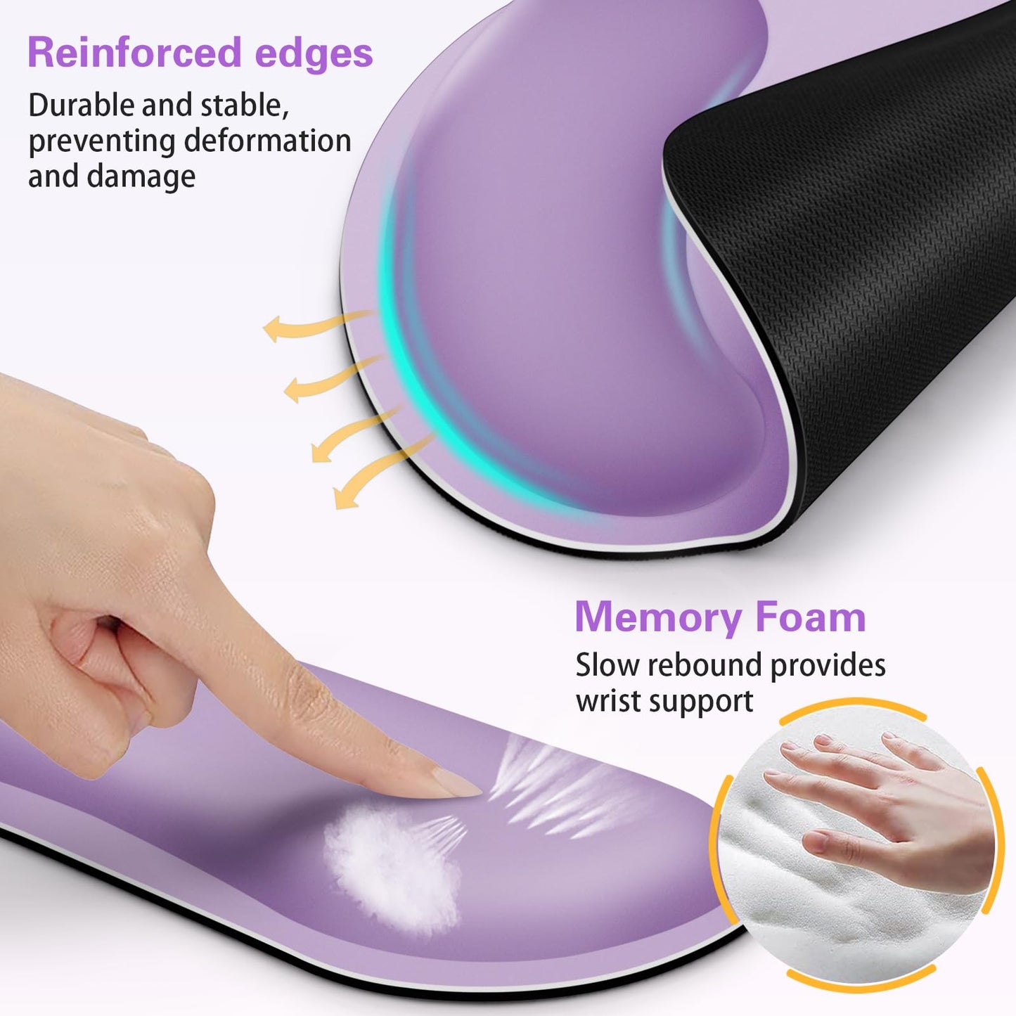 Mouse Pad with Wrist Rest Set, 3-in-1 Wrist Support Mousepad