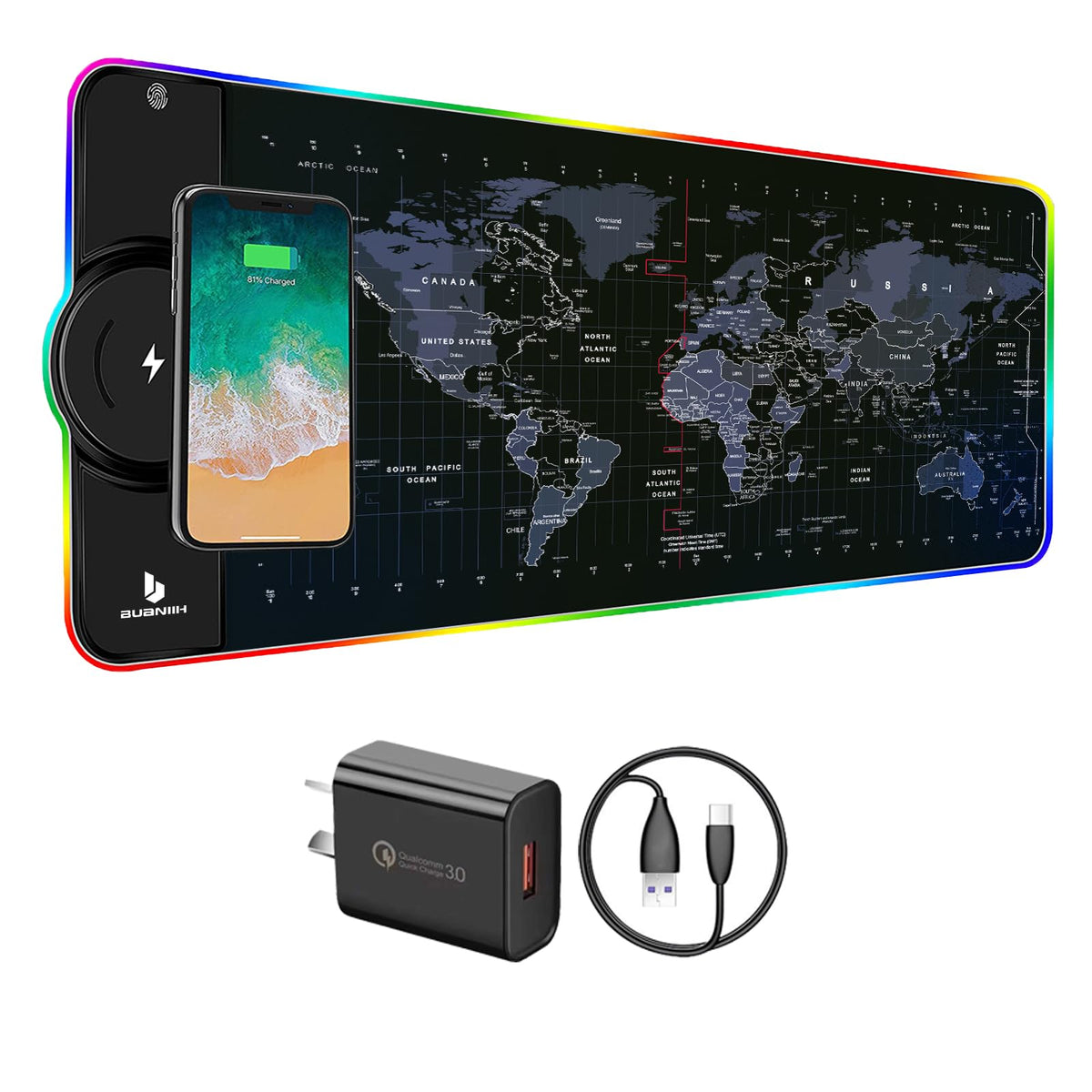 Mouse Pad,Wireless Mouse Pad Charging,15W Fast Charging,Extened Large Size