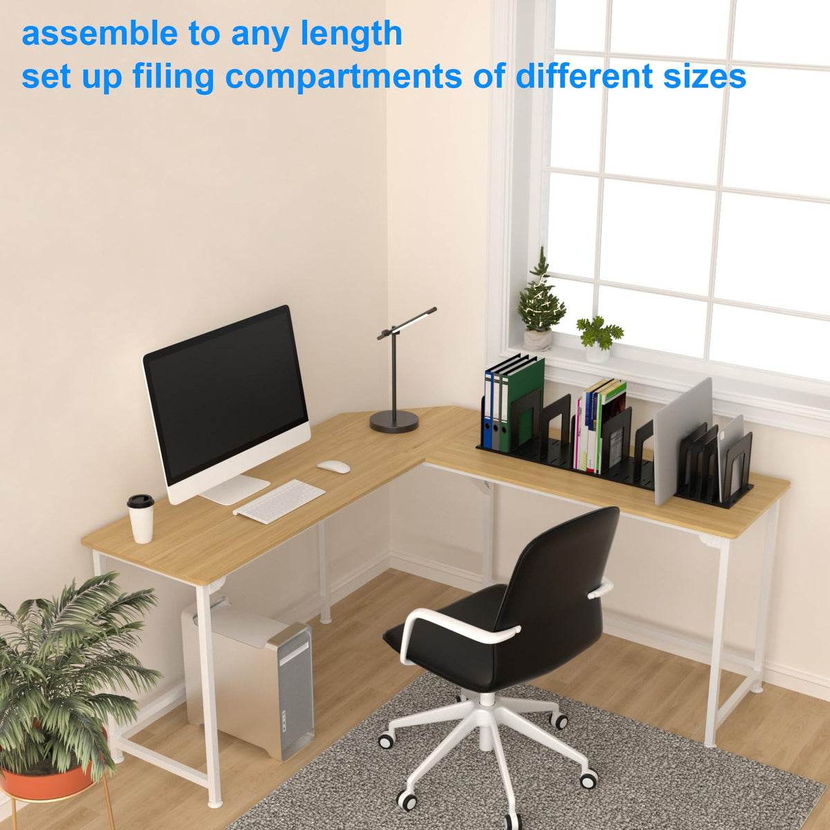 LuluEasy Adjustable Vertical File Sorter Sturdy Plastic Expandable Upright File Holder, Desktop