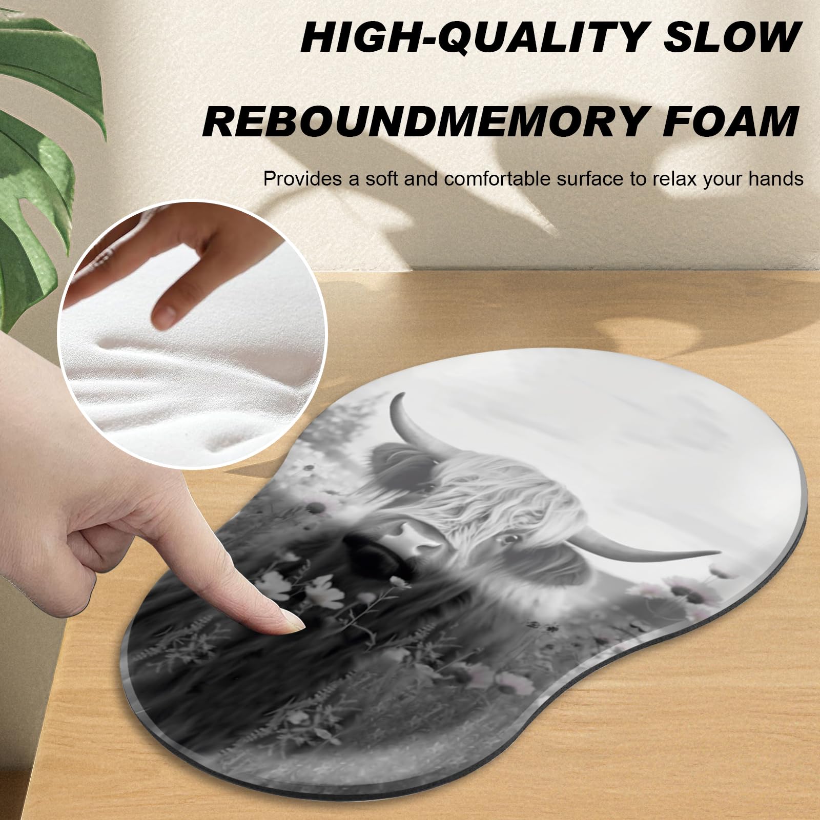 Ergonomic Mouse Pad with Wrist Support and Keyboard Wrist Rest Set + Coaster,Cute Mouse Pads Non