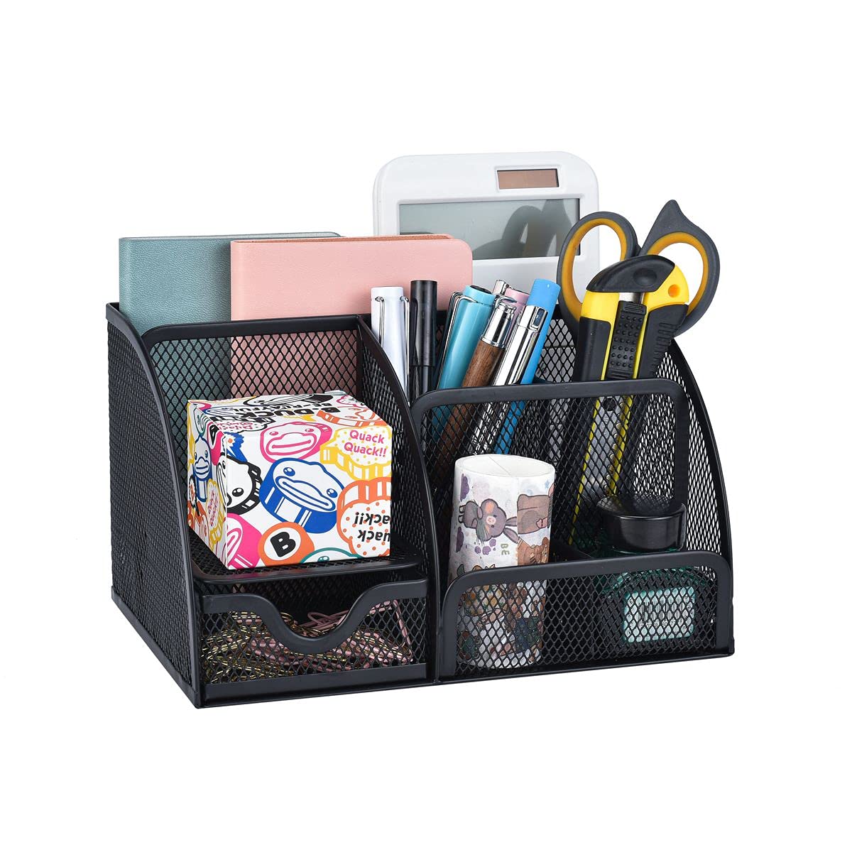 HyDt-QWE Mesh Desk Organizer, Pen Holders, Office Storage Supplies Drawer Organizers 7 in 1 for