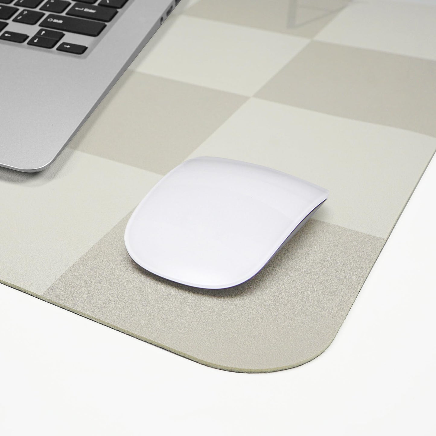 AFIING Leather Desk Mat, 31.5"x12", White Grey