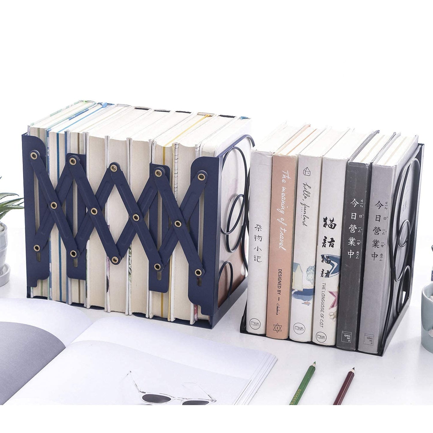 Adjustable Bookends Metal Book Ends for Heavy Book Holder