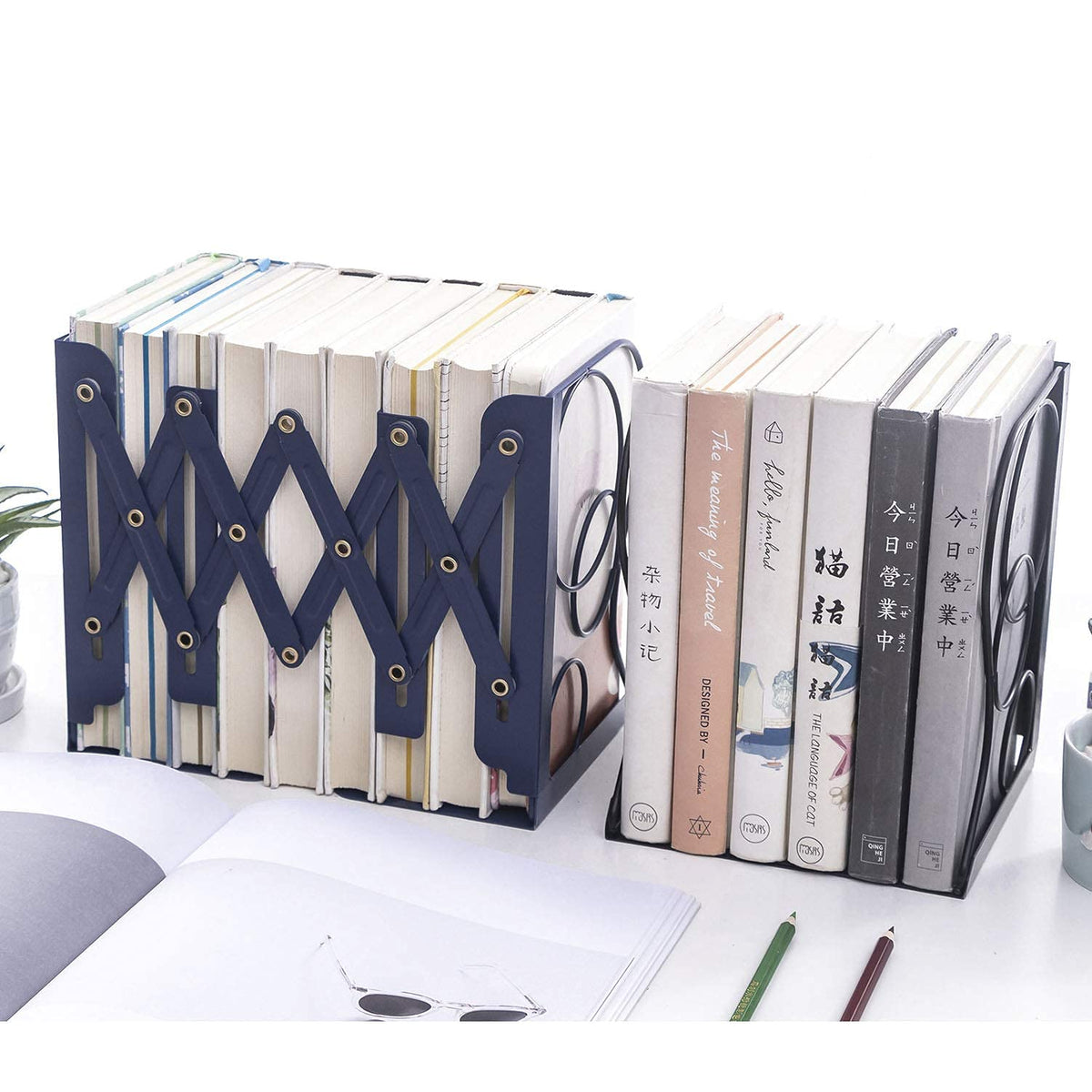 Adjustable Bookends Metal Book Ends for Heavy Book Holder