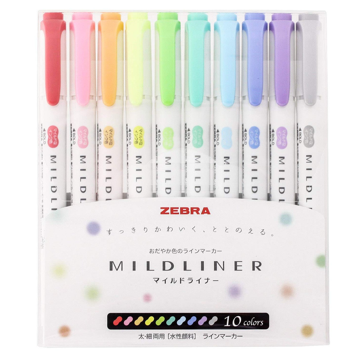 Zebra Wkt7-10C Fluorescent Pen, Mild Liner, 10 Colours