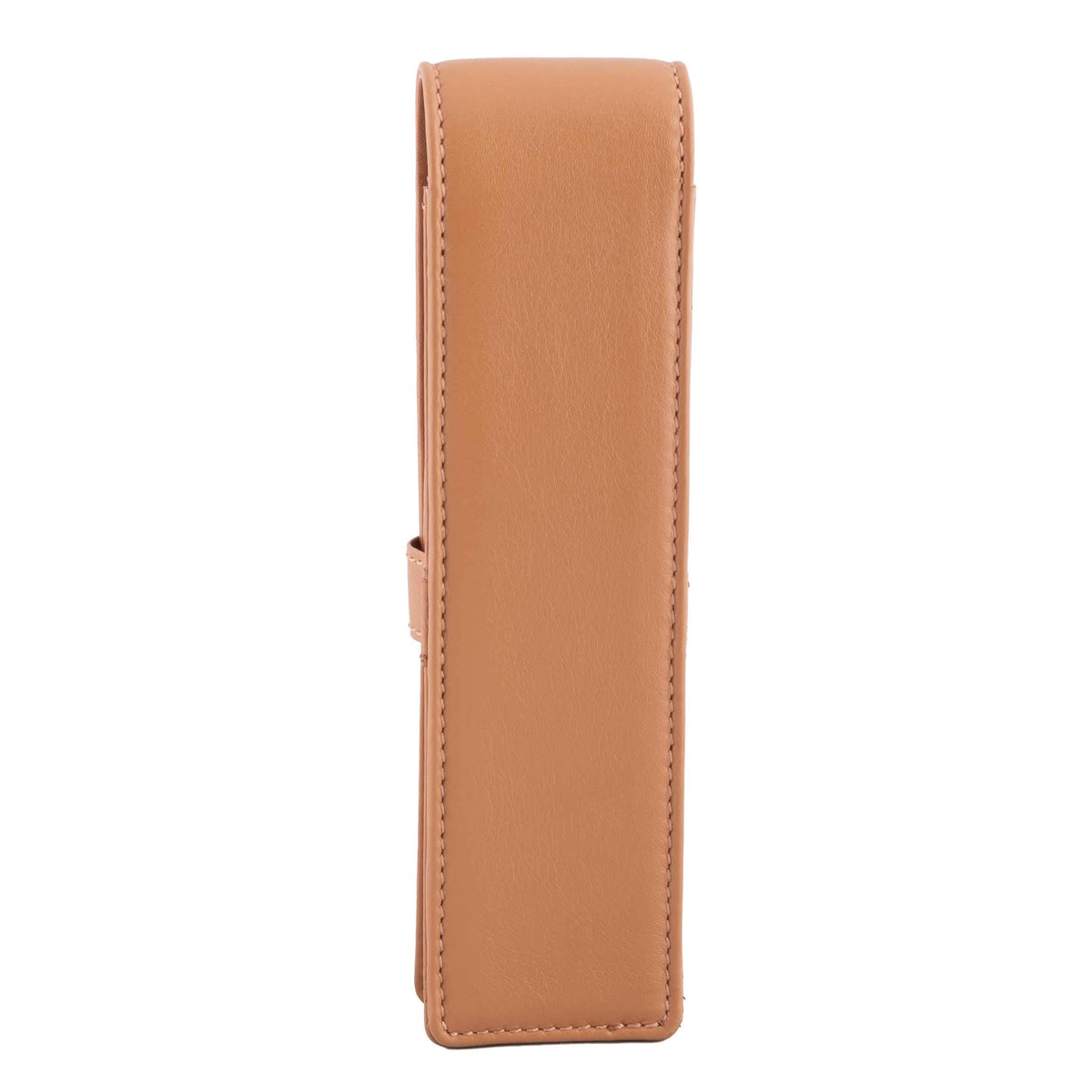 DiLoro Leather Pen Case Pouch Holder for Two Fountain Ballpoint Rollerball Pens or Pencils (Tan)