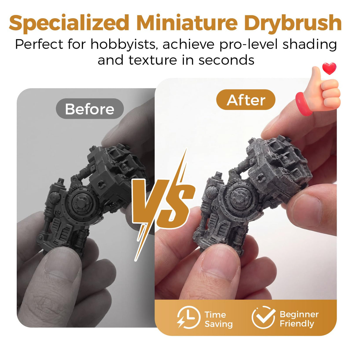 Golden Maple Drybrush Miniature Paint Brushes -10pcs Micro Detail Paint Brush Set, Small Fine