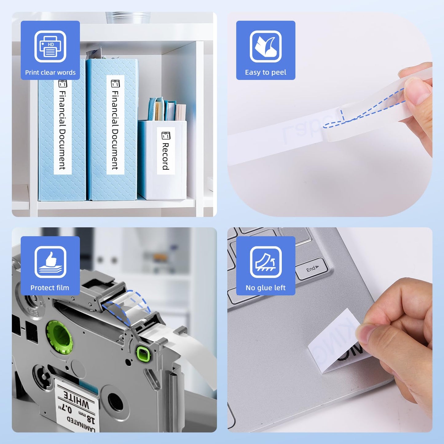 18mm 0.7” Label Maker Tape Compatible with Brother P Touch TZ TZe-241 White