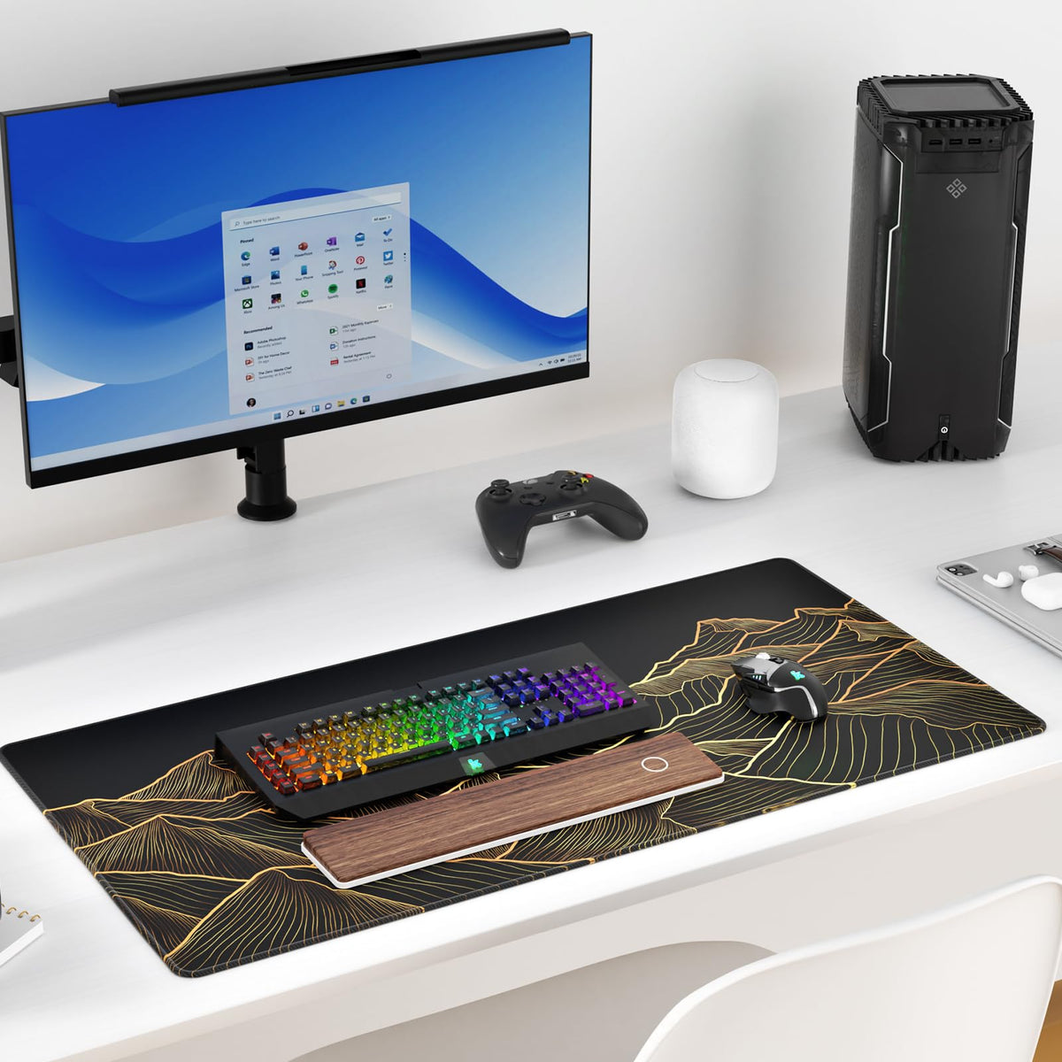 KTRIO Large Gaming Mouse Pad, Desk Mat, 31.5 x 15.7 in, Bright Rise, XXL