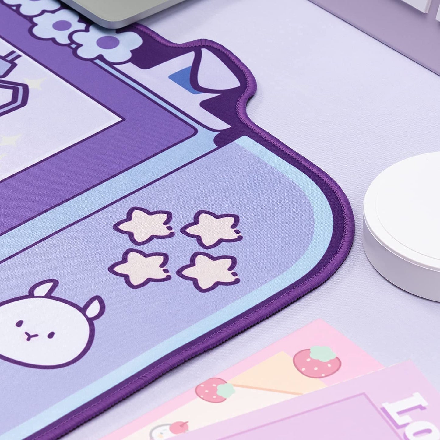 U Core Cute Rabbit Mouse Pad- 31.5'' x 17.3'' Large Non-Slip Rubber Base Desk Pad- Easy Clean