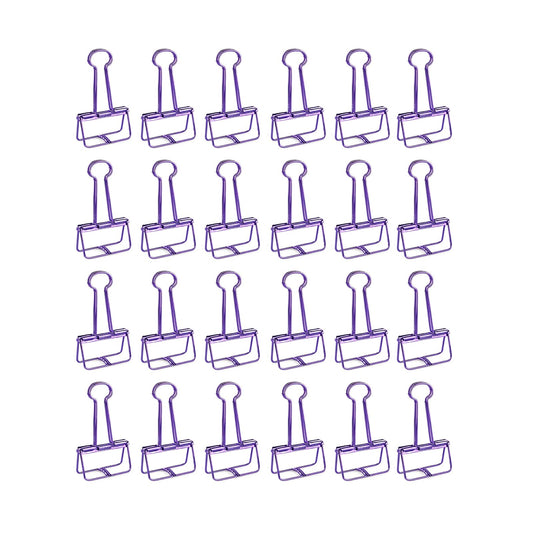 Purple Binder Clips - 36 Pack, 3/4 Inch, 19mm, Hollow Out, Capacity 0.31 Inch, Fold Clamp, Paper &