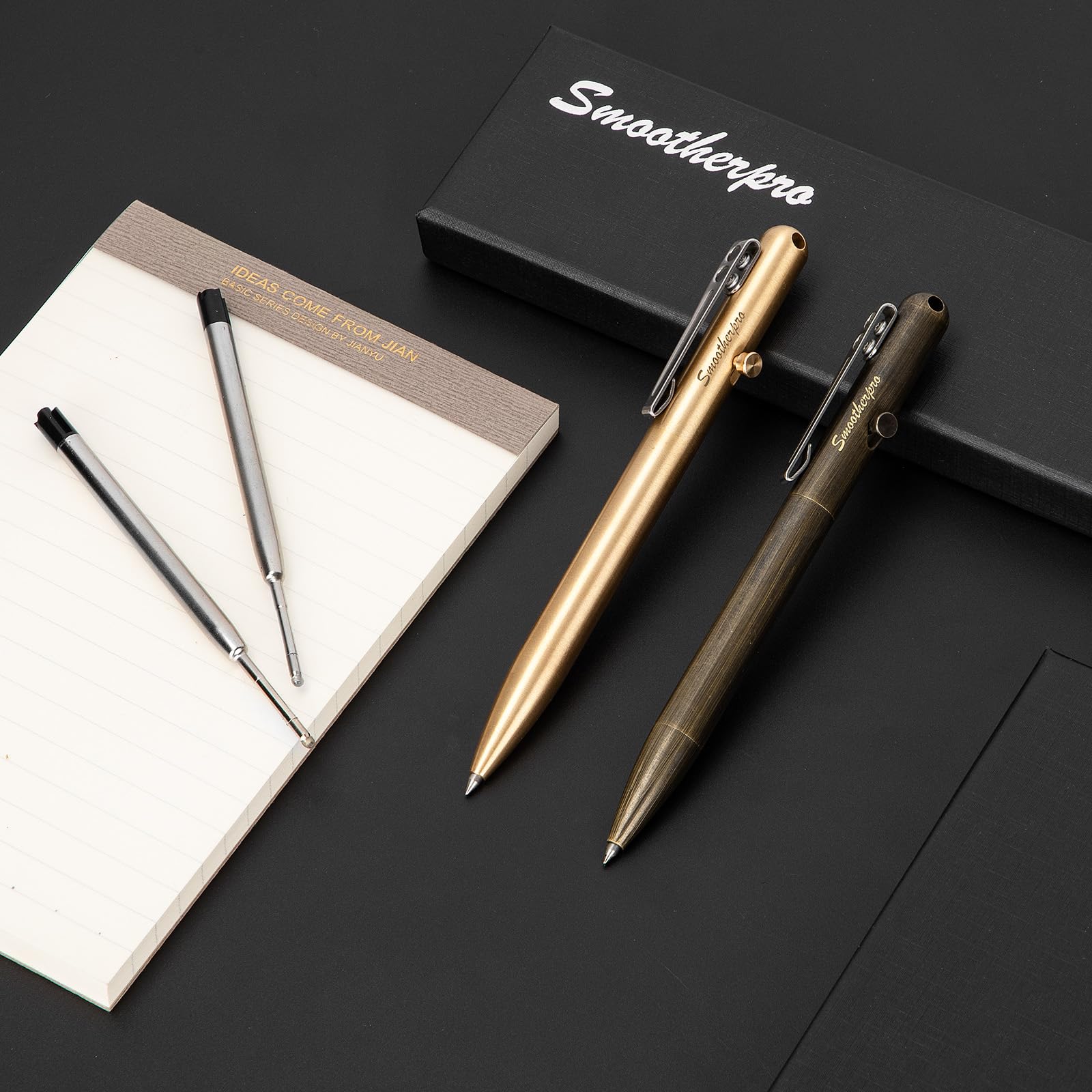 SMOOTHERPRO Solid Brass Bolt Action Pen，Compatible with Parker Refill