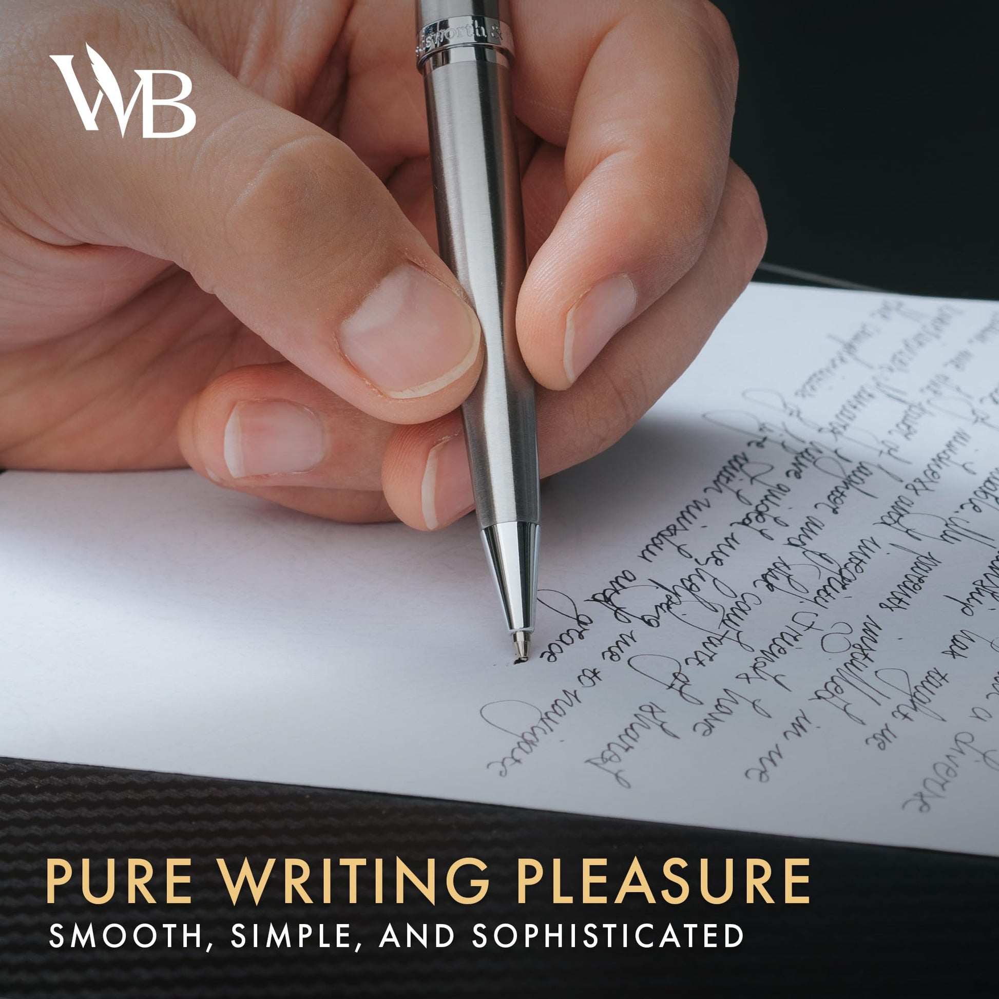 Wordsworth & Black Luxury Refillable Ballpoint Pen Set for Writing, Silver