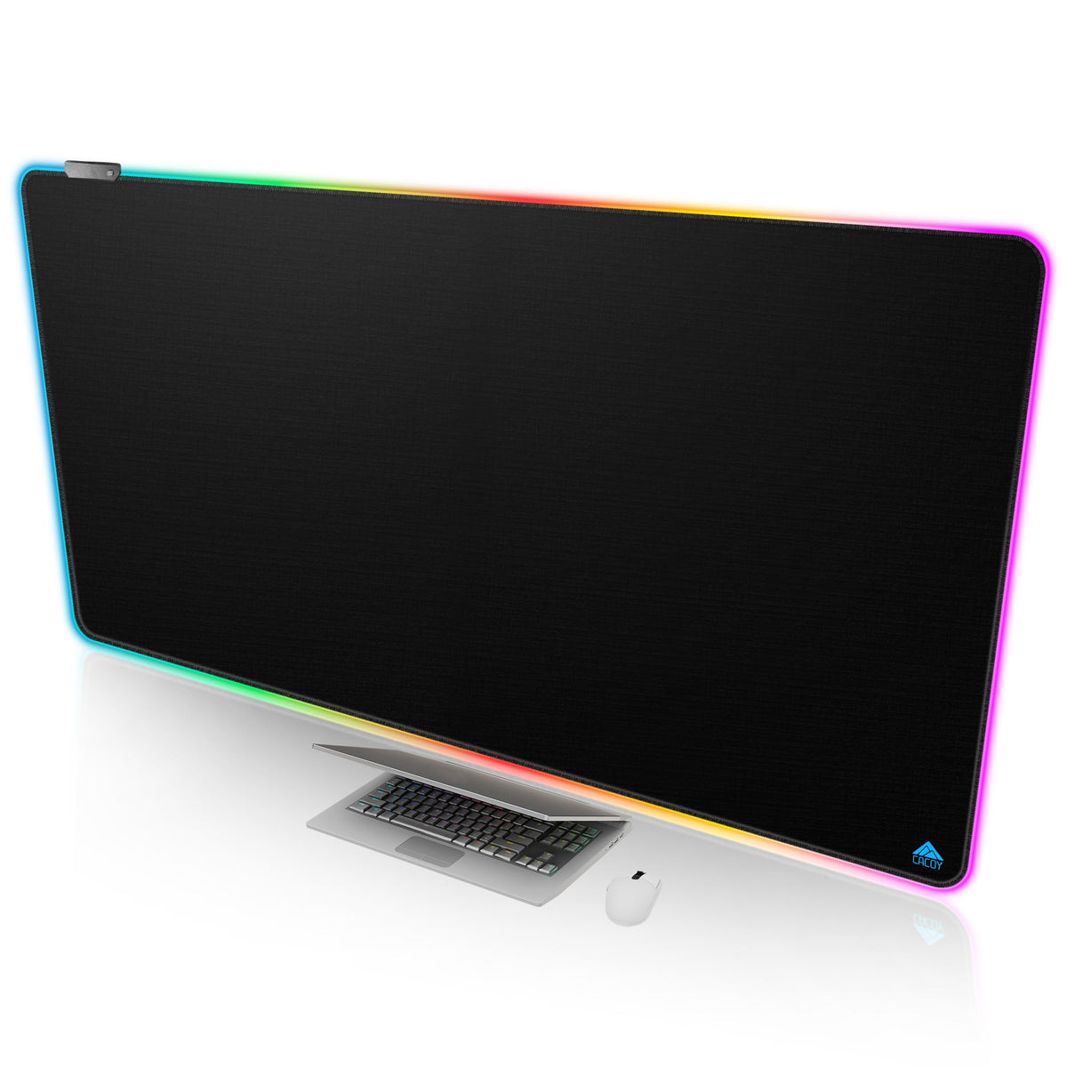 Cacoy 55"x27.5" Giant RGB Gaming Mouse Pad, Extra Large LED Desk Mat, Black