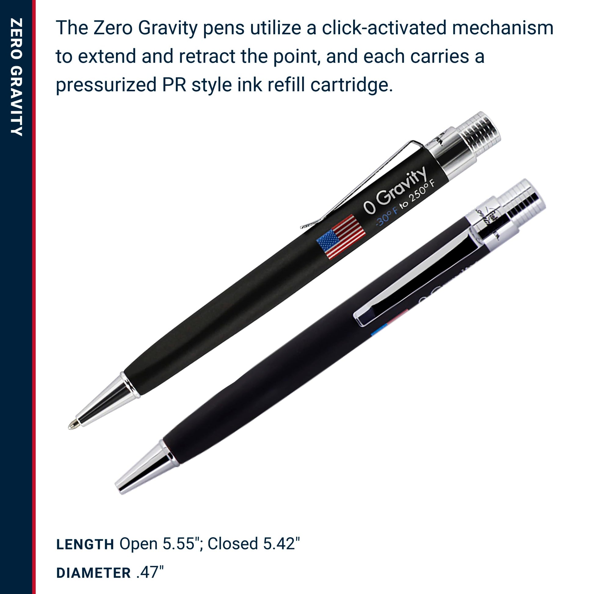 Fisher Space Pen Black Rubber Finish Zero-Gravity Pressurized Ballpoint Pen