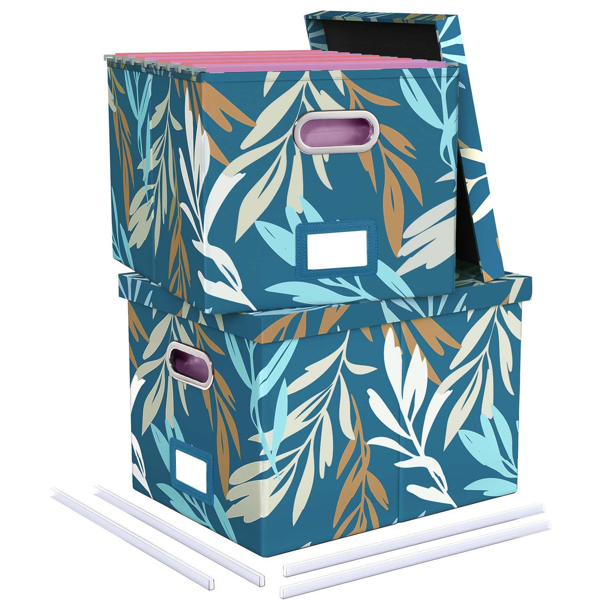 Oterri 2 Pack File Storage Organizer, Document Organizer, Portable File Box with Lid, Fit for