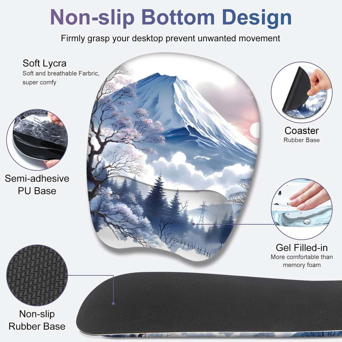 4 in 1 Large Mouse Pad, Keyboard Wrist Rest Set, Ergonomic Mouse Pad with Wrist Support, Desk Mat