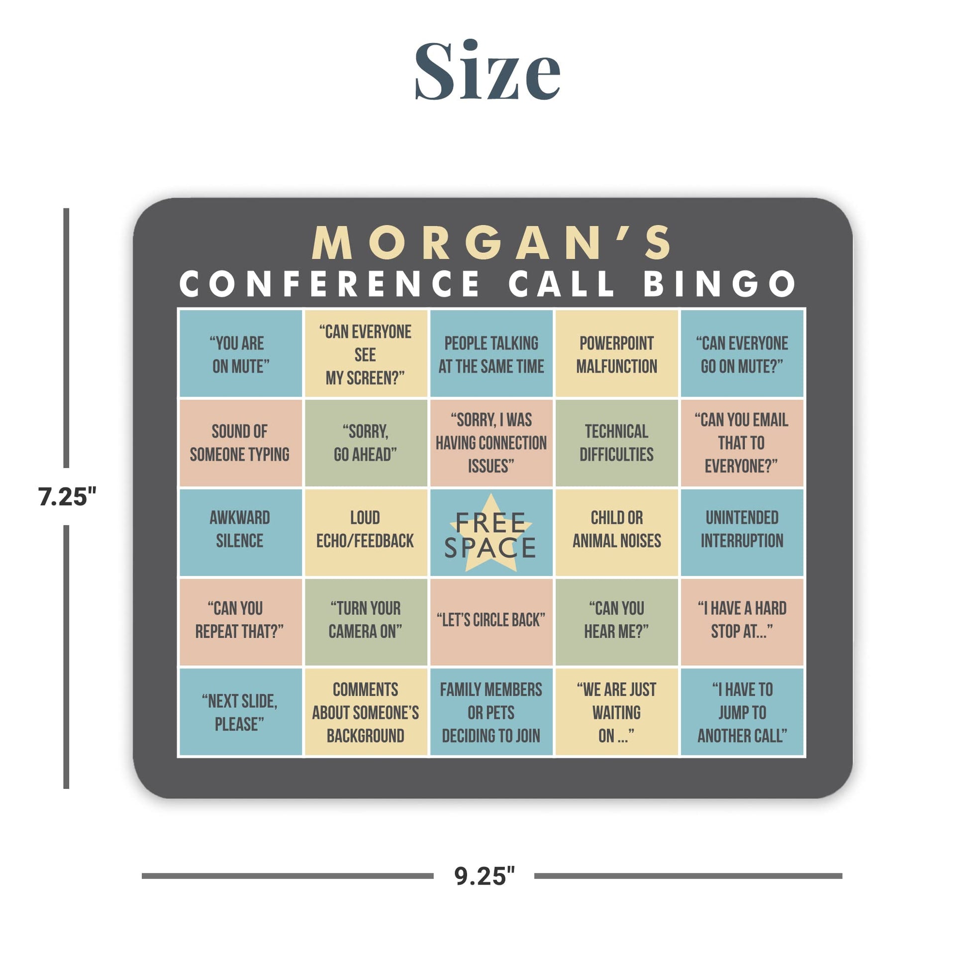 Let's Make Memories Personalized Conference Call Bingo Mouse Pad - for Virtual Meetings - Work from