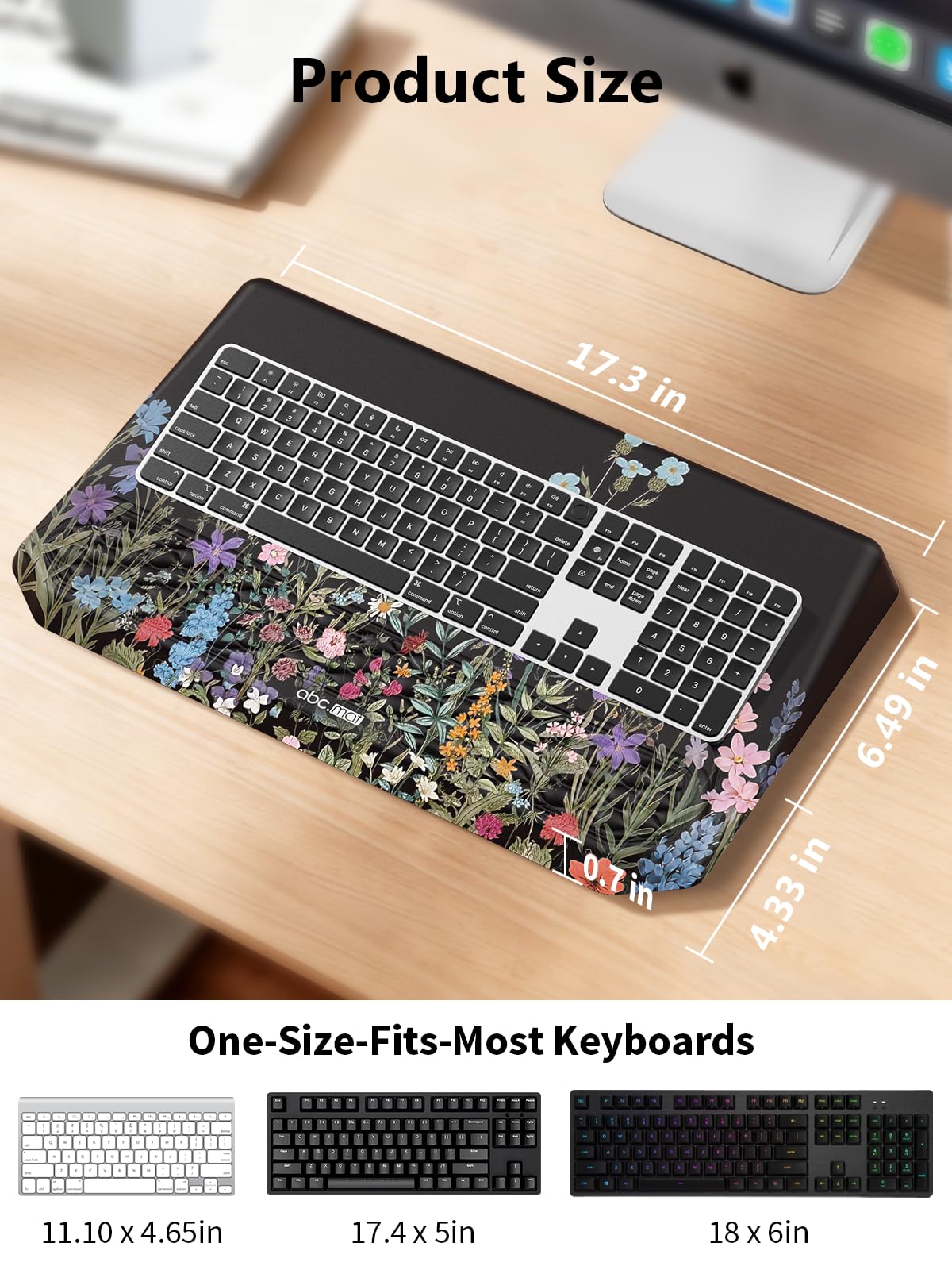 2-in-1 Ergonomic Keyboard Stand with Wrist Rest, Flower