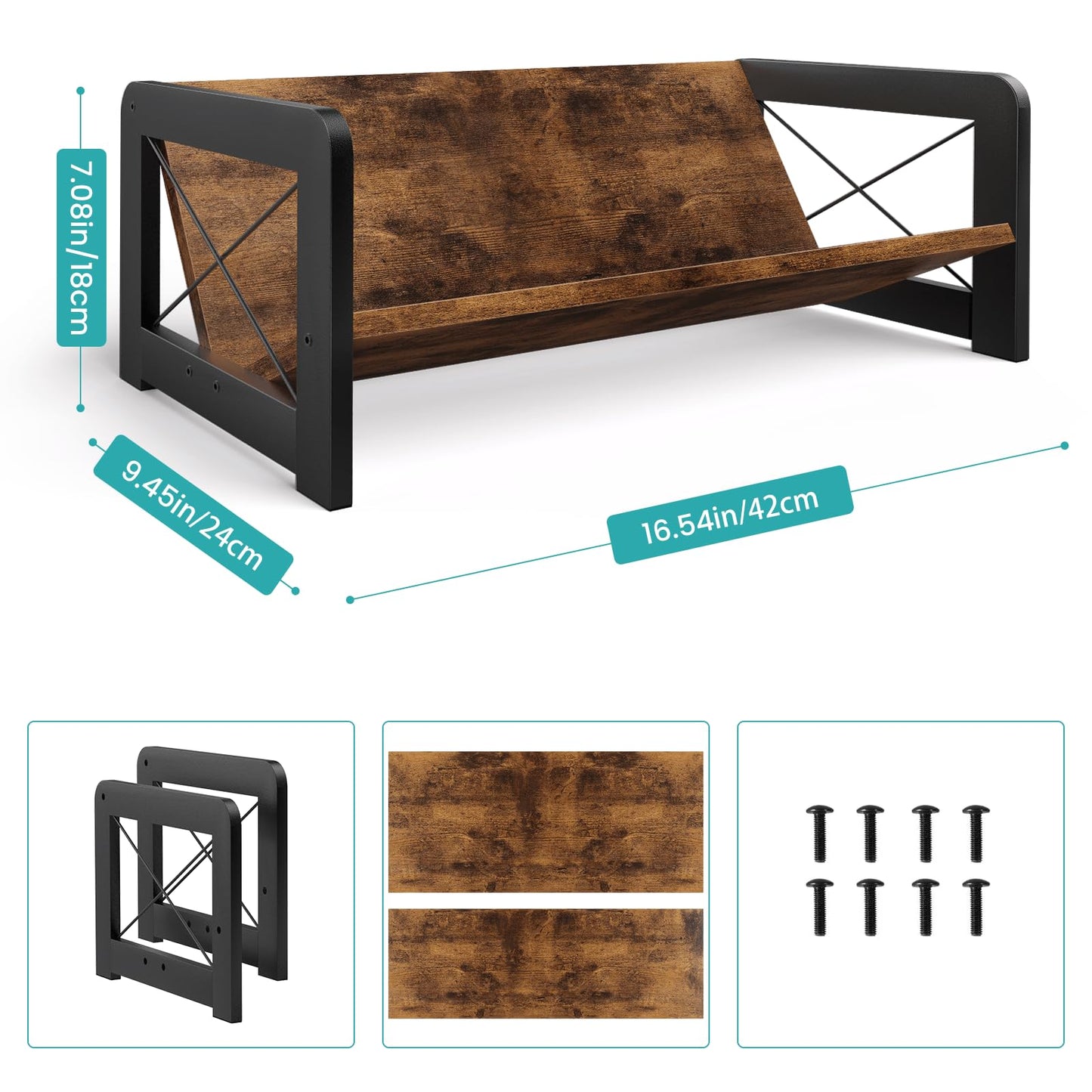 ELITEROO Desktop Bookshelf Organizer, Wood Slanted Desk Bookshelf, Small Tabletop Book Rack