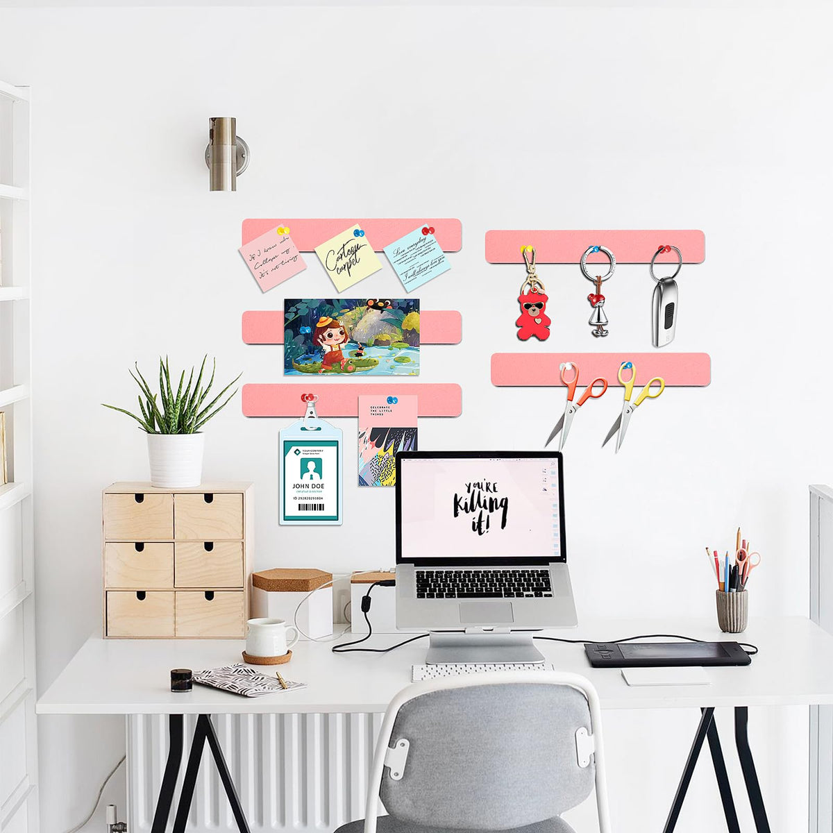 Felt Pin Board Bar Strips Bulletin Board for Bedrooms Offices Home Wall Decoration, Notice Board
