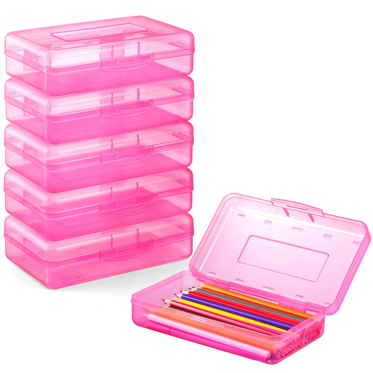 Sooez 6 Pack Pencil Box, School Box, Hard Pencil Boxes for School Supplies
