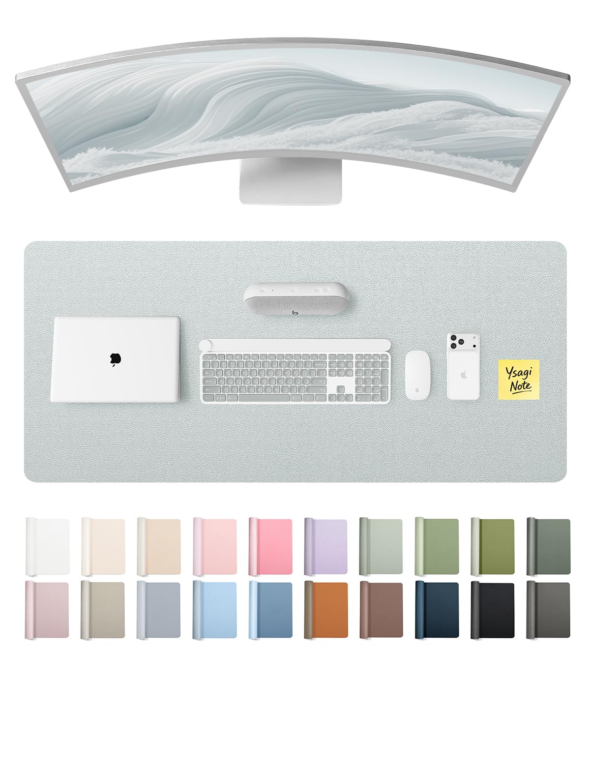 YSAGi Leather Desk Pad Protector, Office Desk Mat, Large Mouse Pad, Non-Slip PU Leather Desk